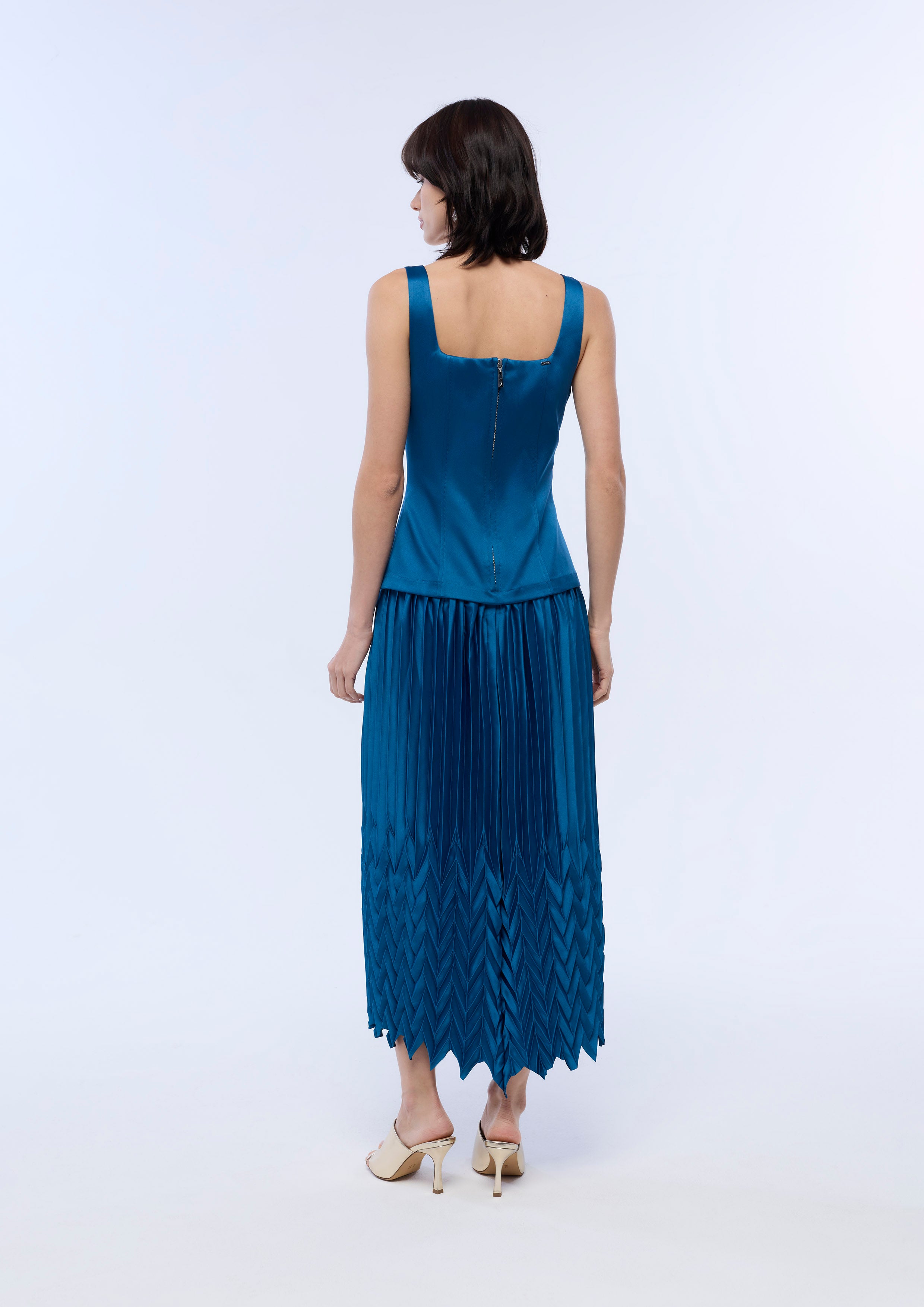 XS Satin Origami Skirt Midi Dress