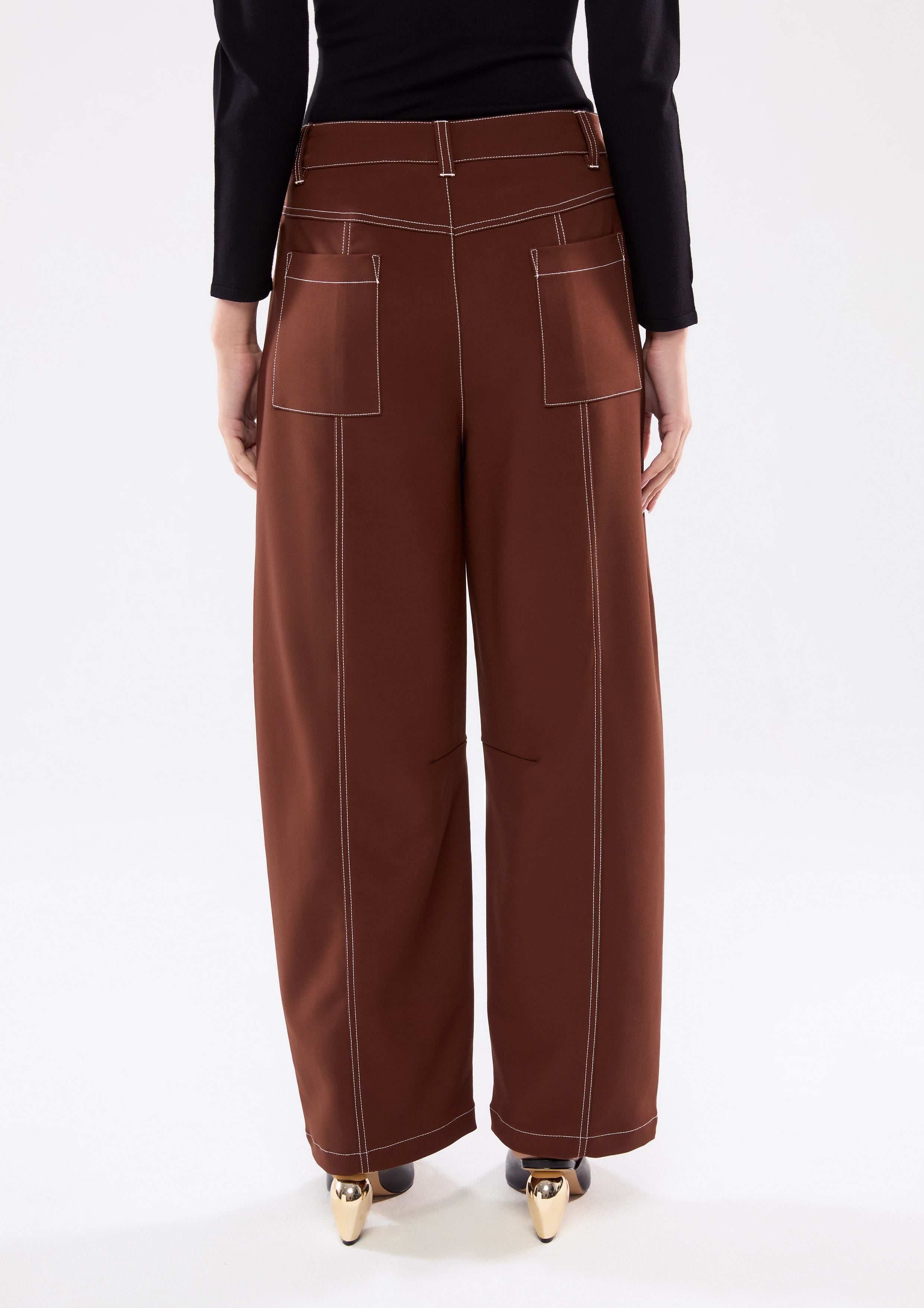 Contrast Stitching Oversized Pocket Pants