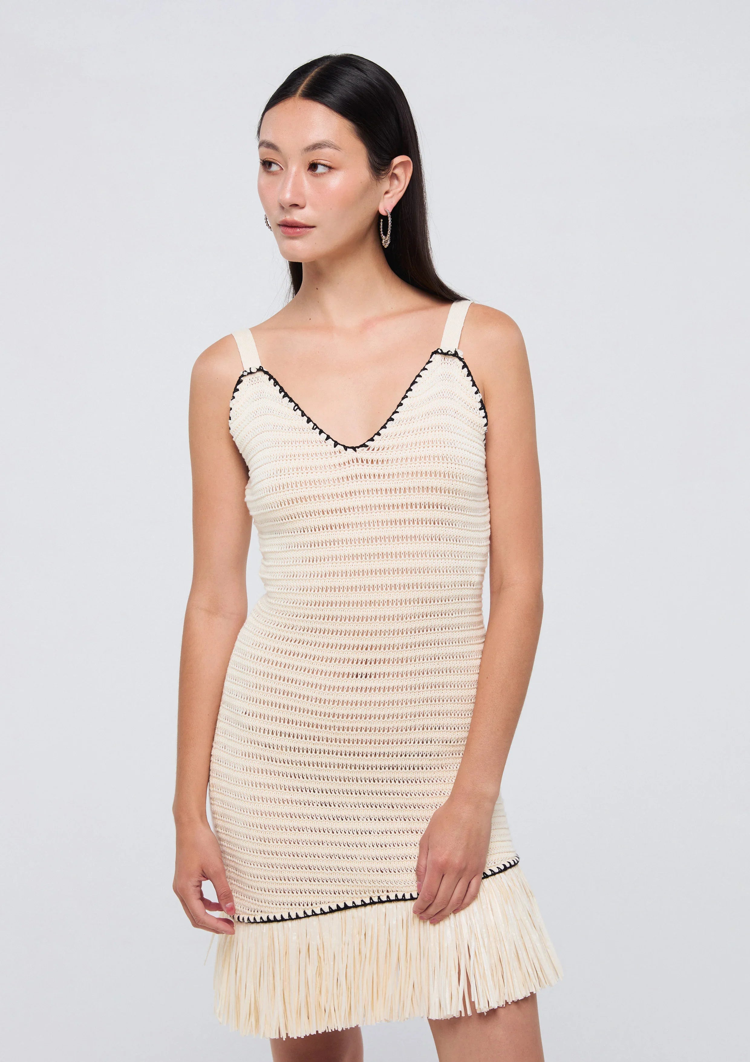 Crochet Fringe Hem Mini Skirt