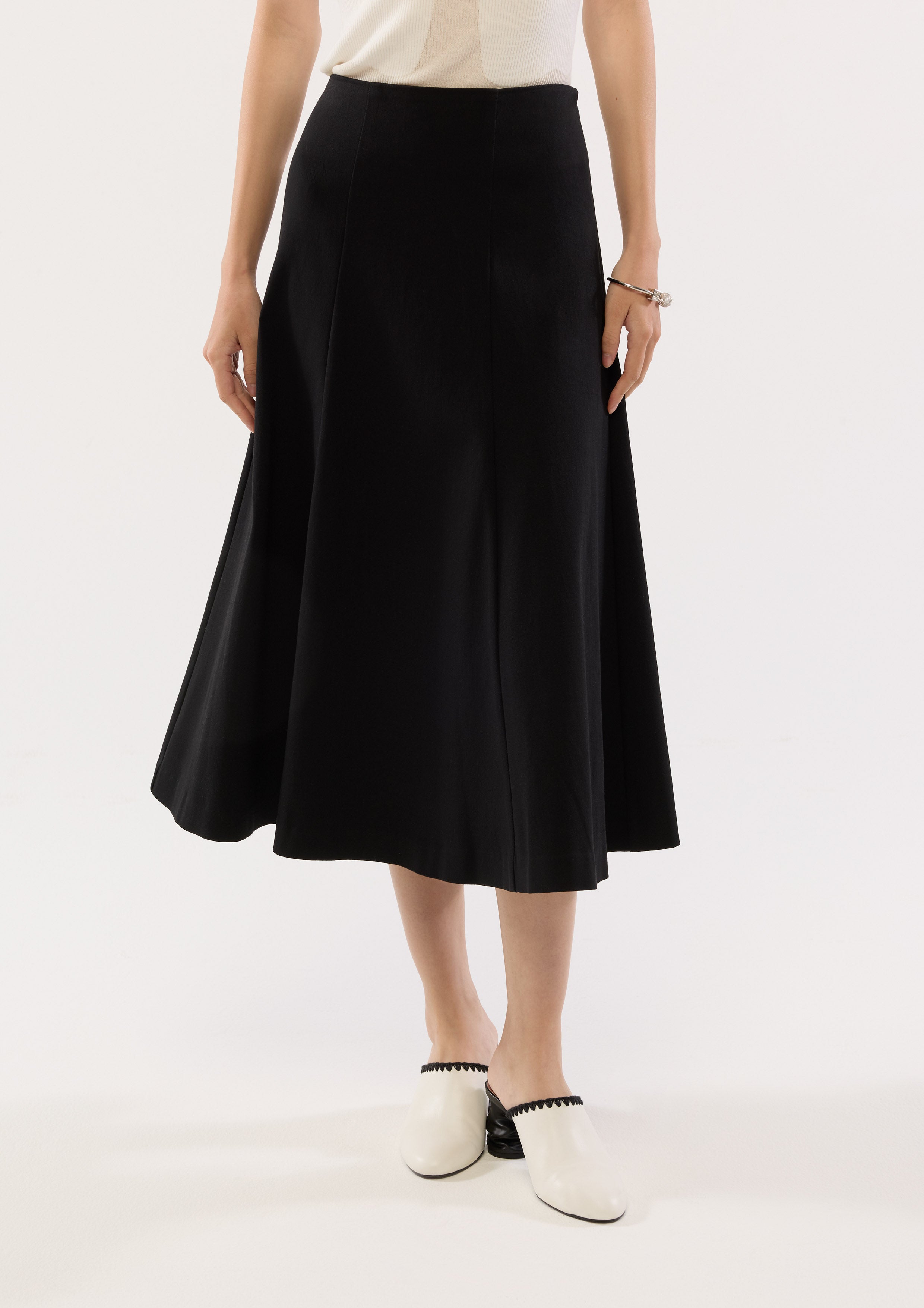 Satin Flare Midi Skirt