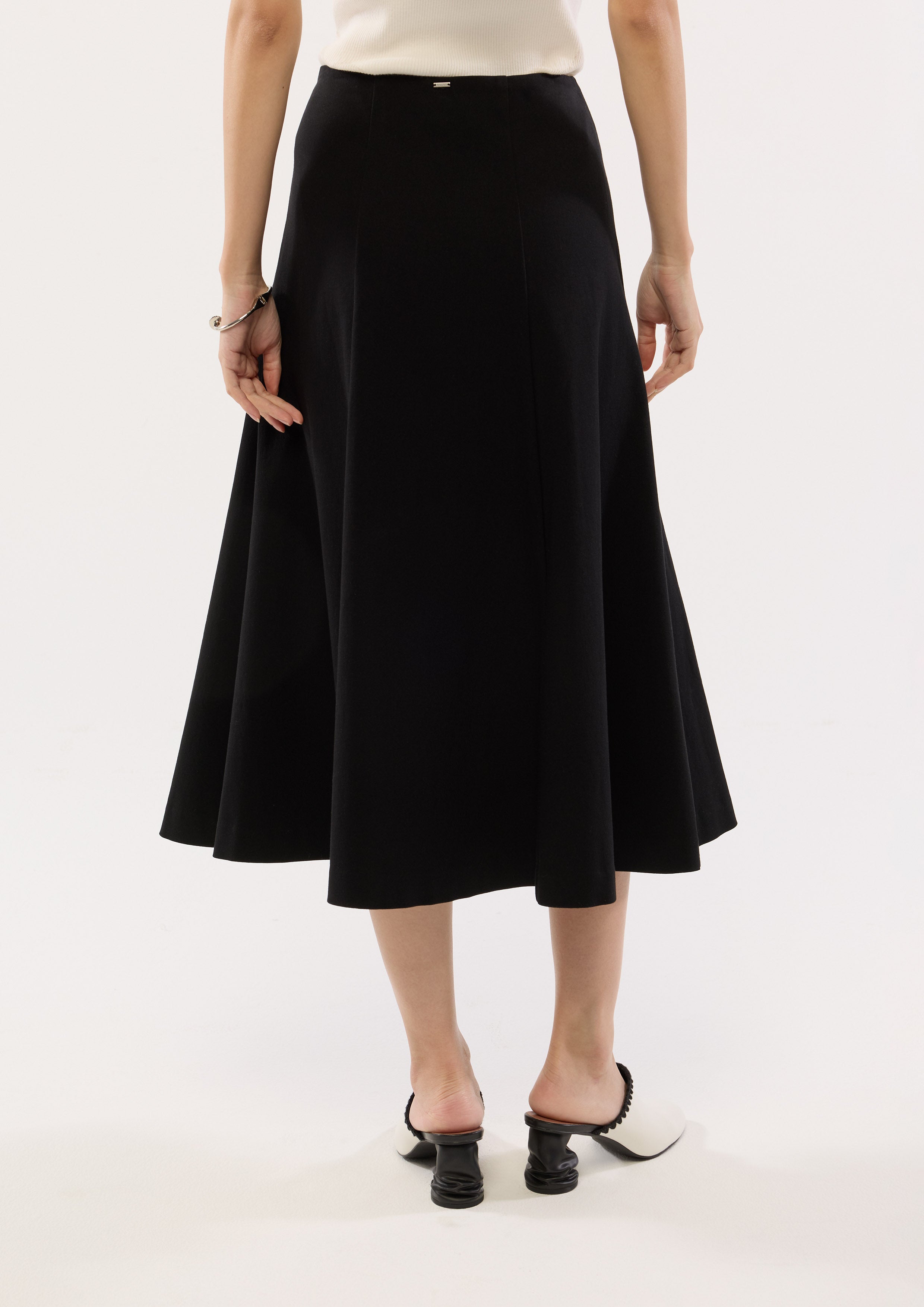 Satin Flare Midi Skirt