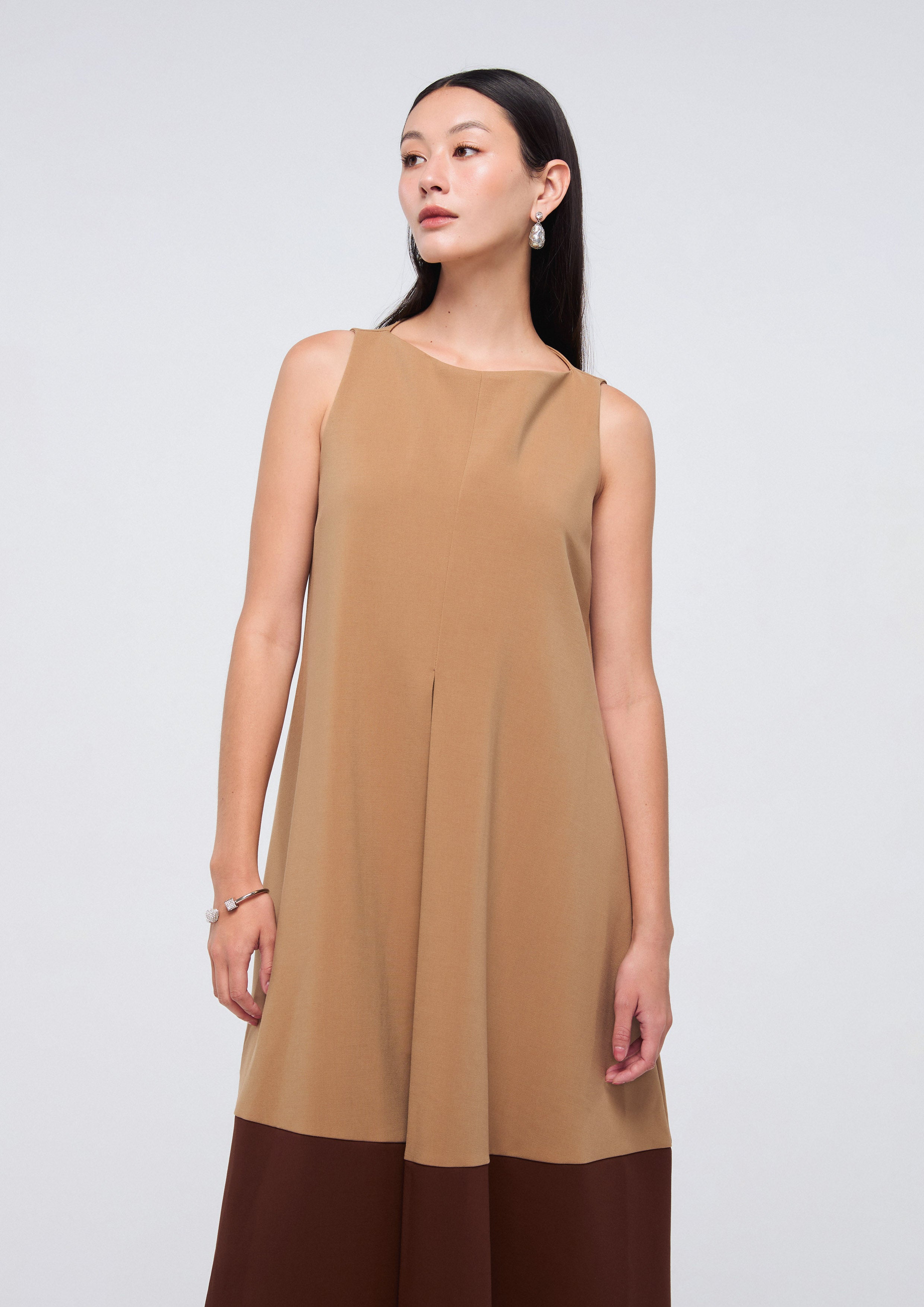 Sleeveless Flare Skirt Midi Dress