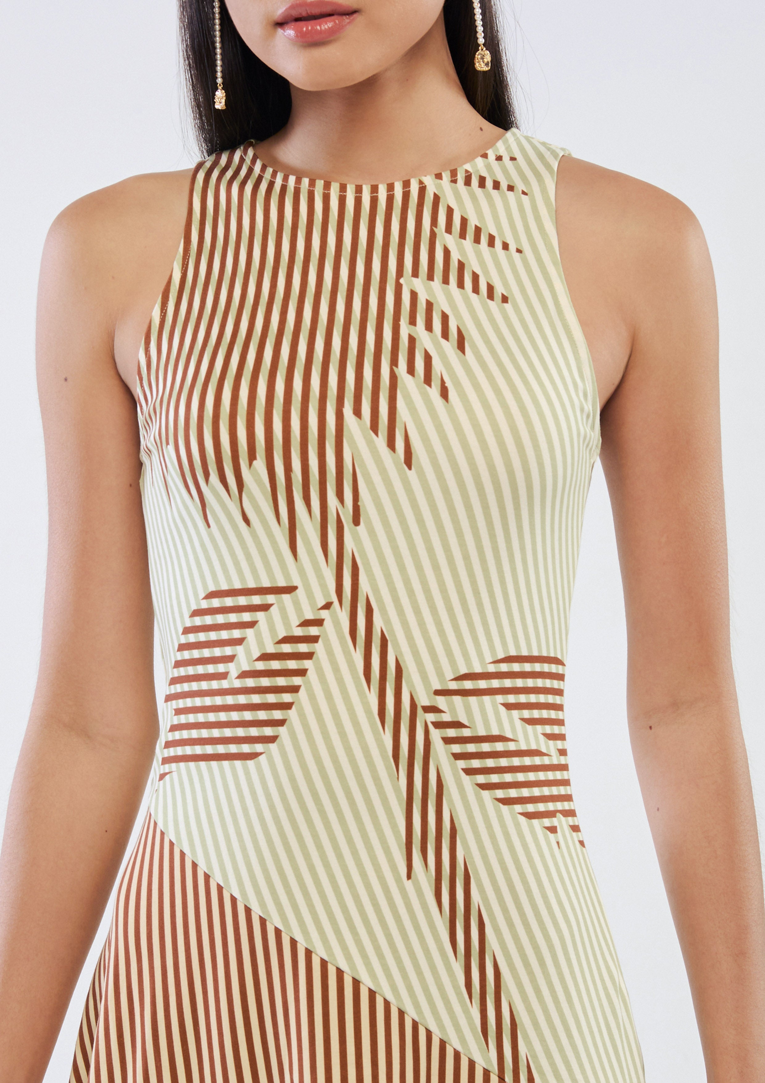 เดรสมิดิลายทางแขนกุด