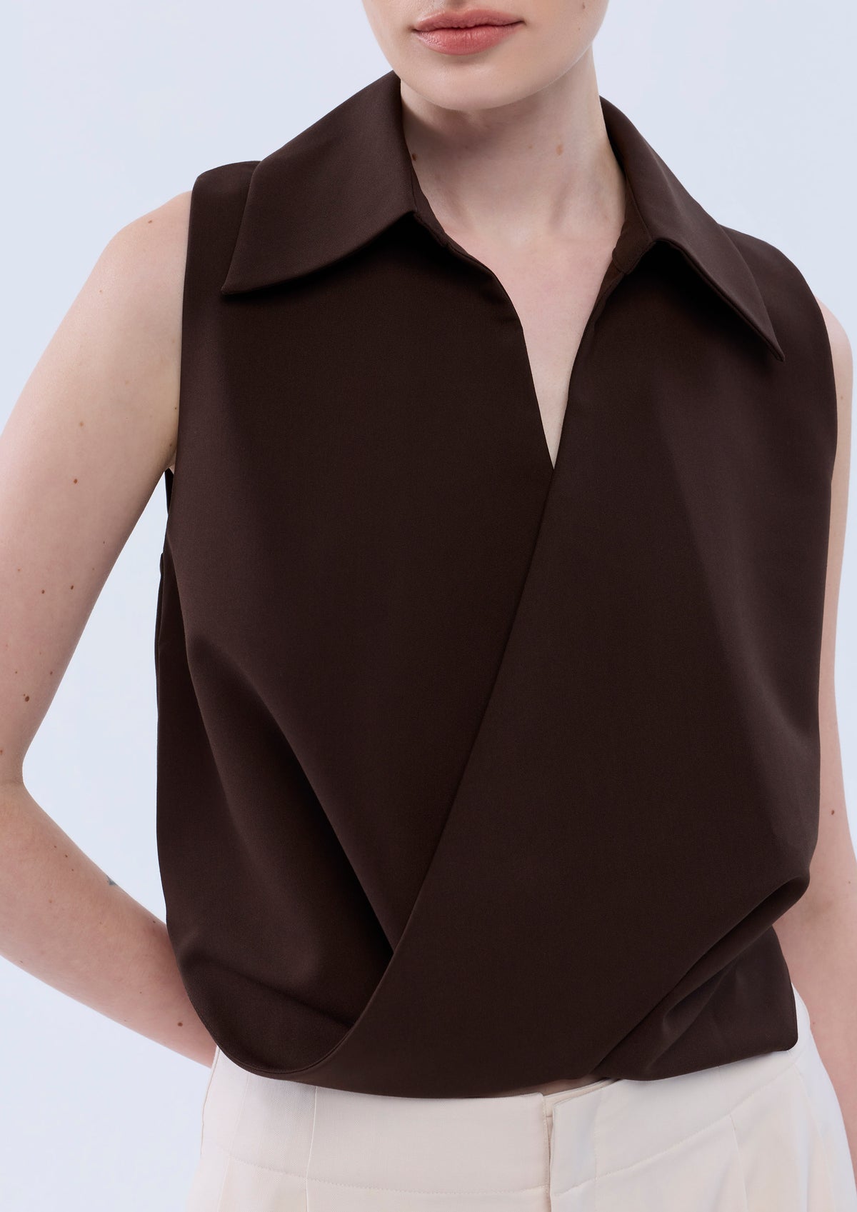 Crossed Sleeveless Blouse