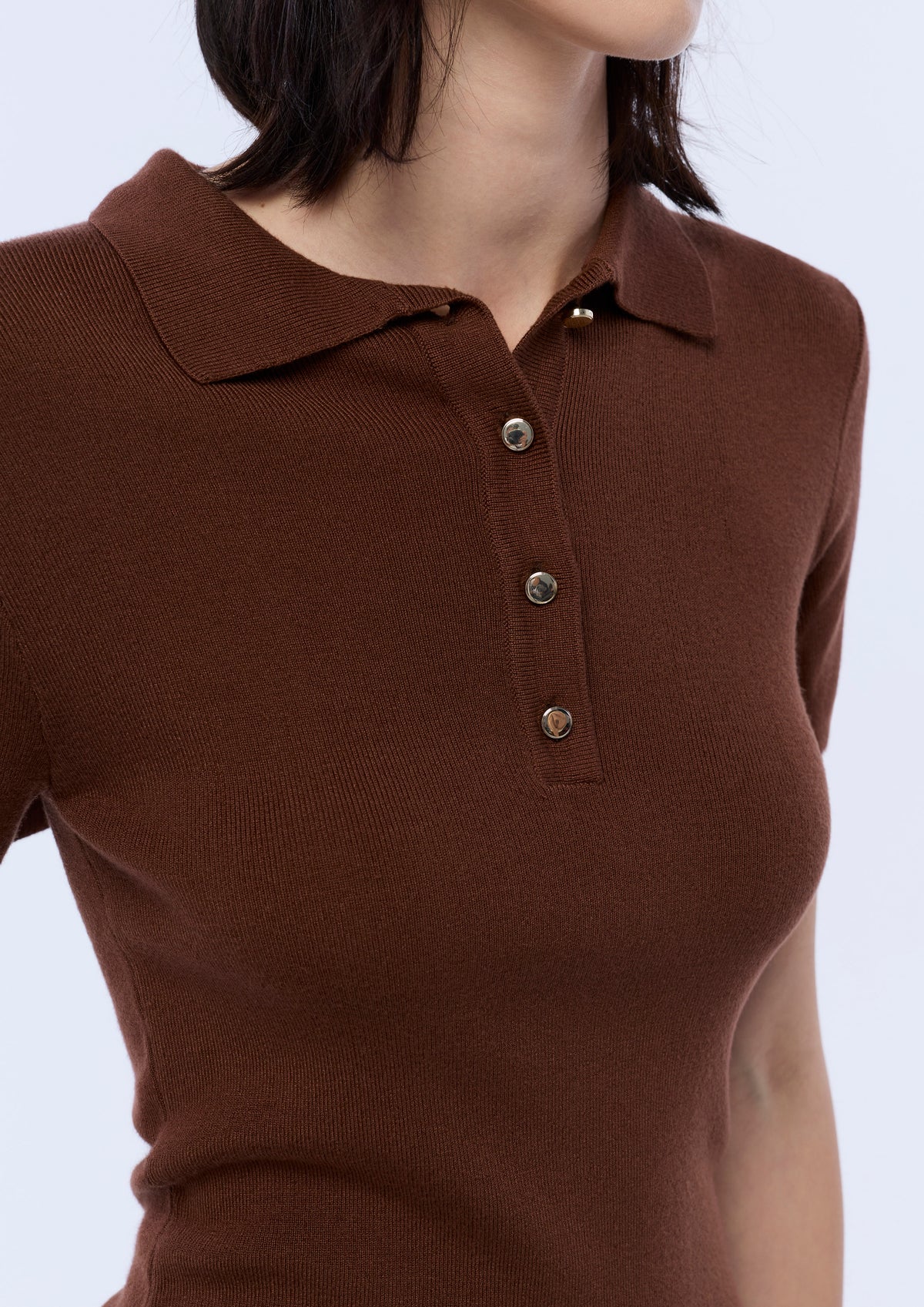 Slim Fit Knitted Polo Top