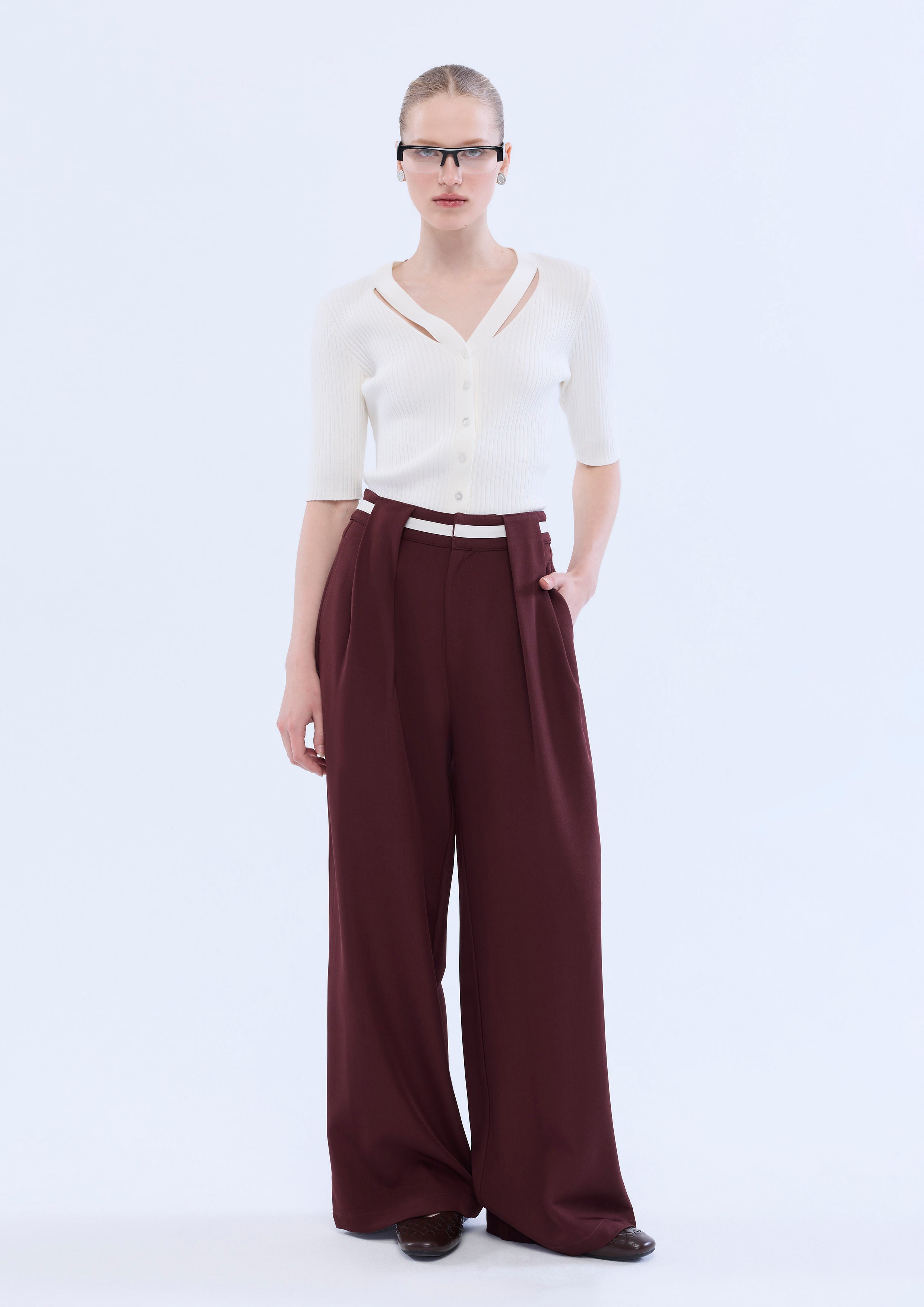 Cut-Out Rib Knitted Top
