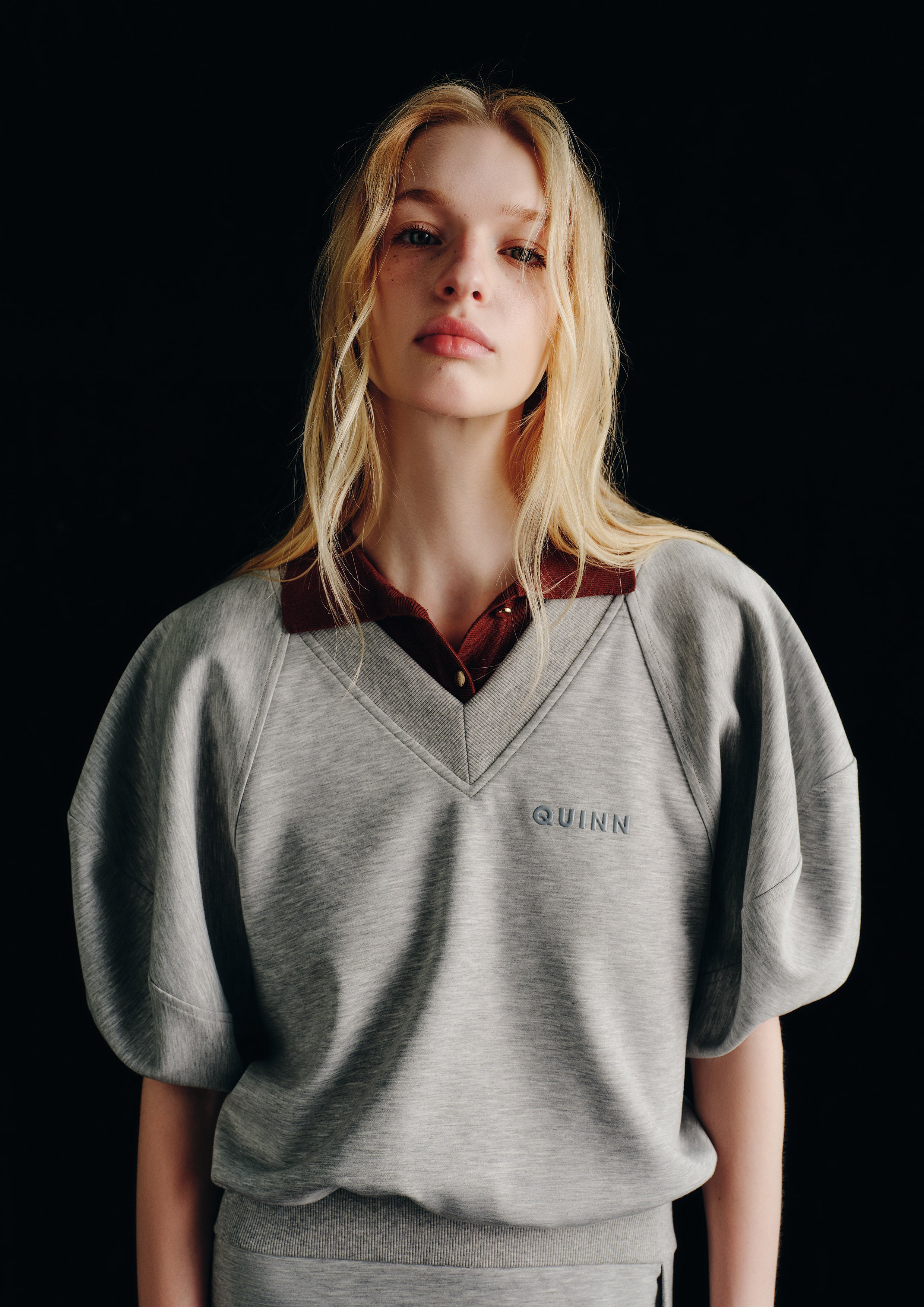 Puff Sleeve V Neck Top
