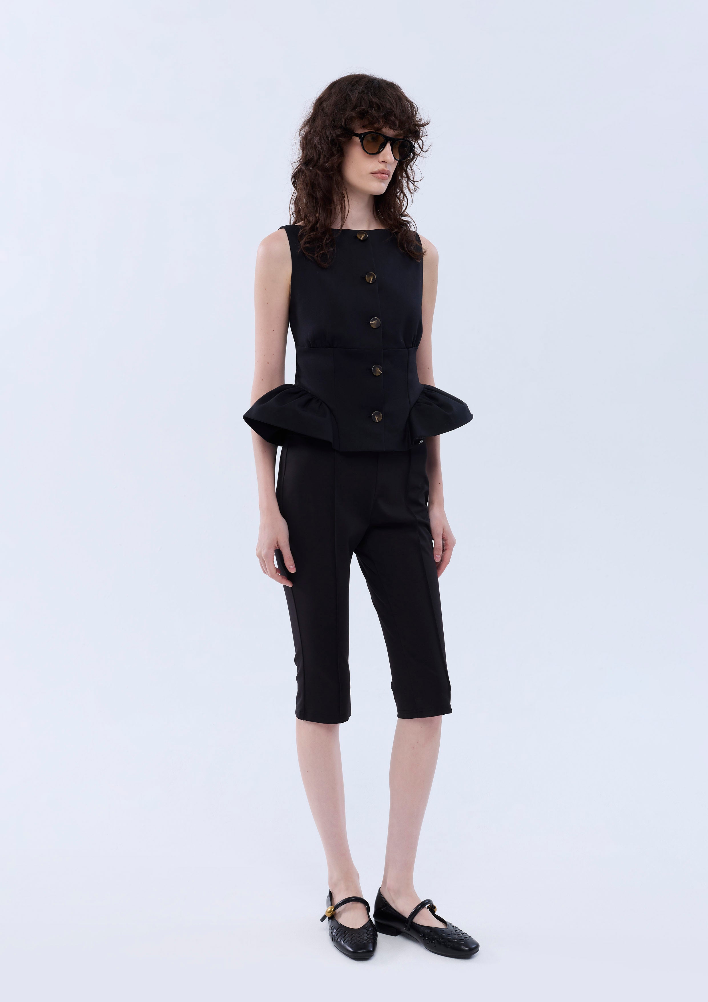 Flare Hem Button Blouse