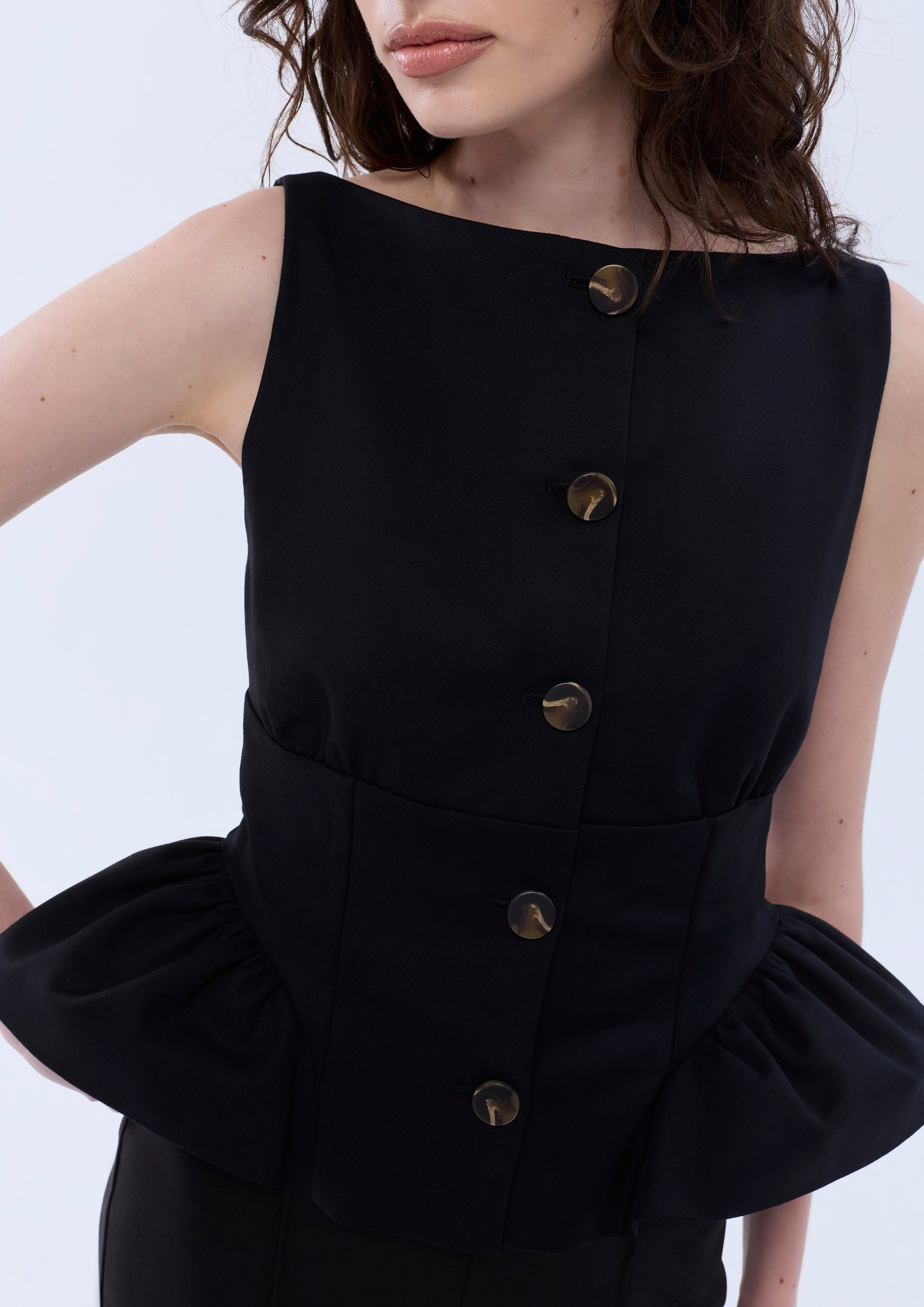 Flare Hem Button Blouse