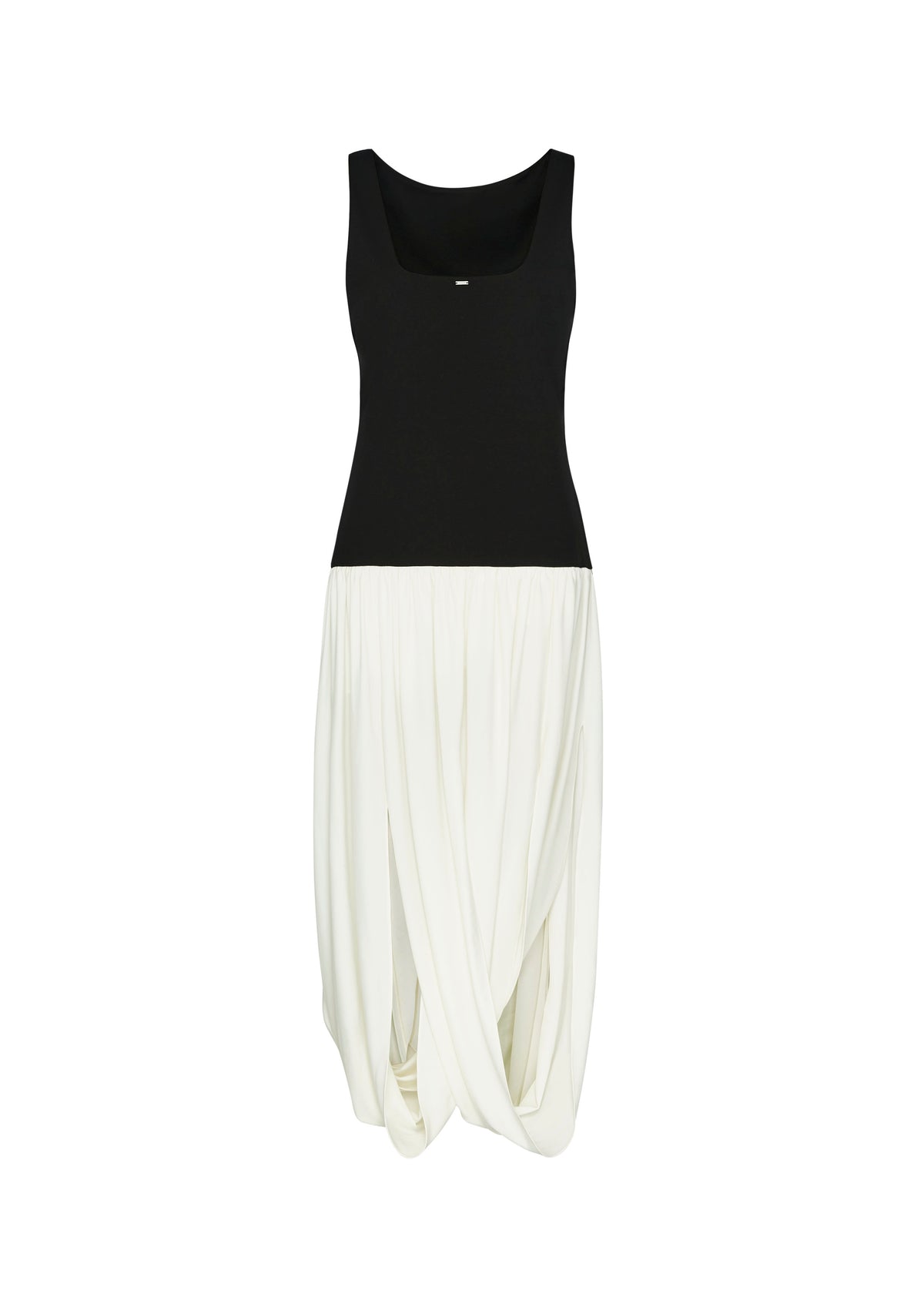 Fluid Volume Drape Midi Dress