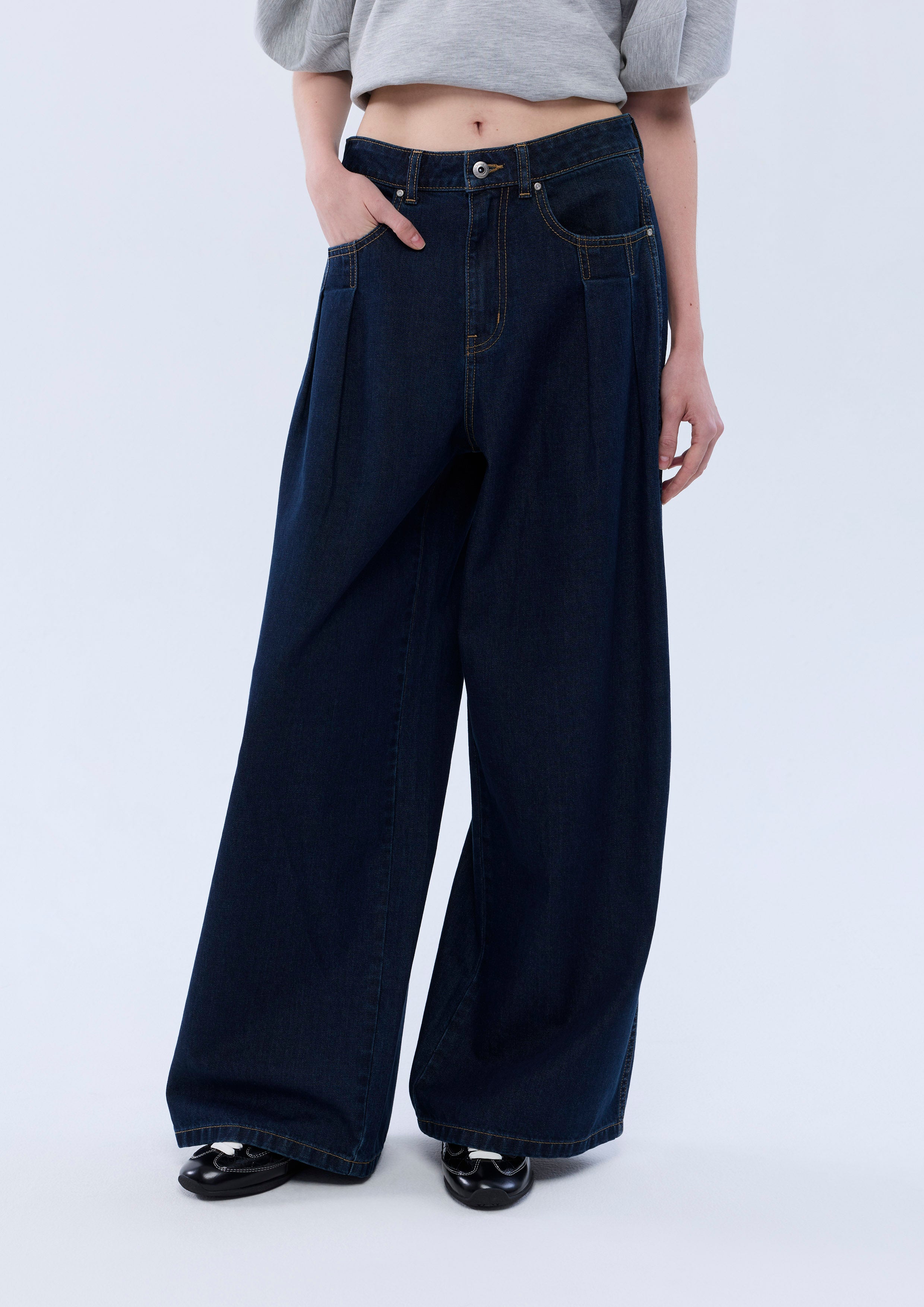 Wide Leg Denim Pants