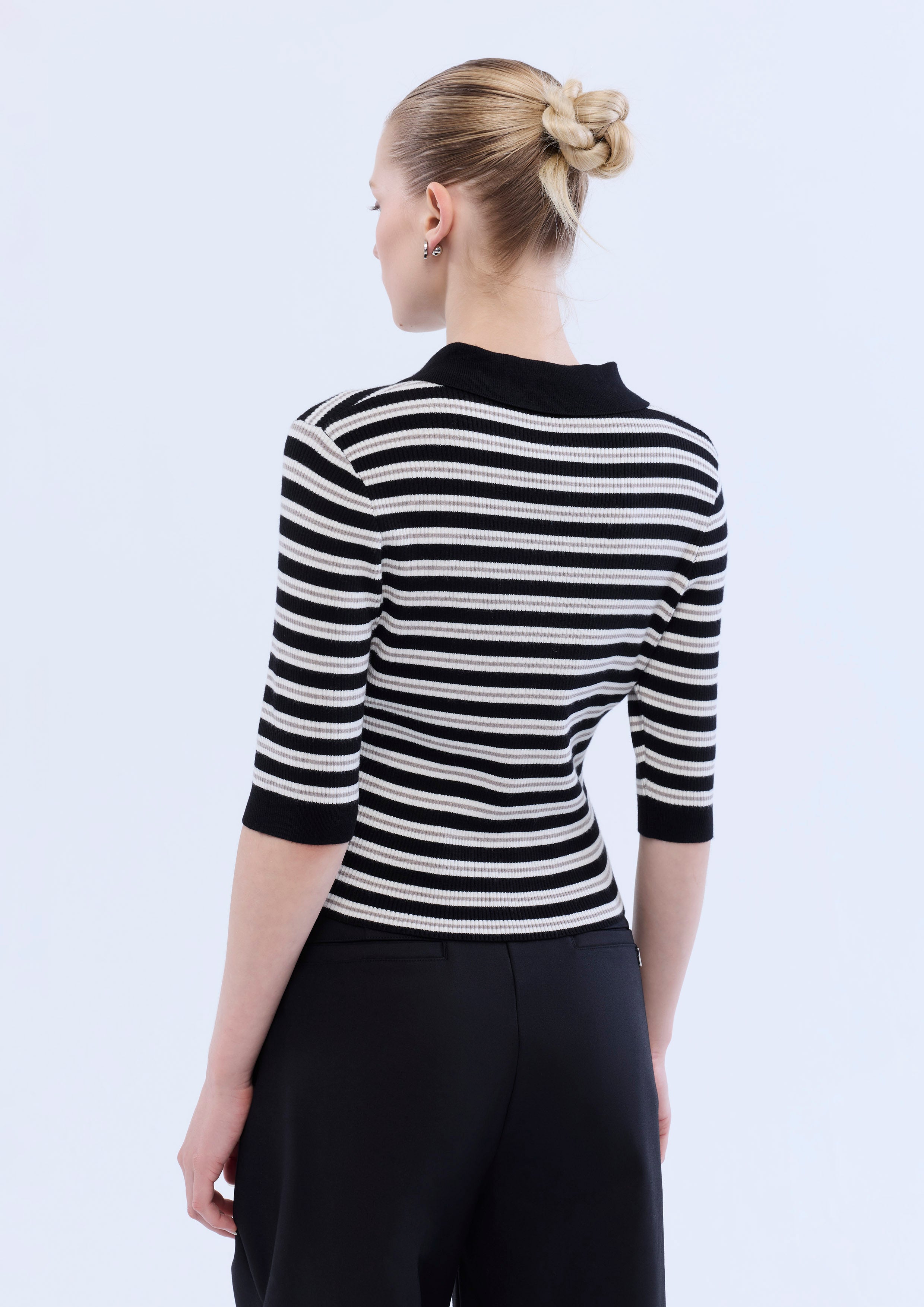 Stripe Knitted Button Top