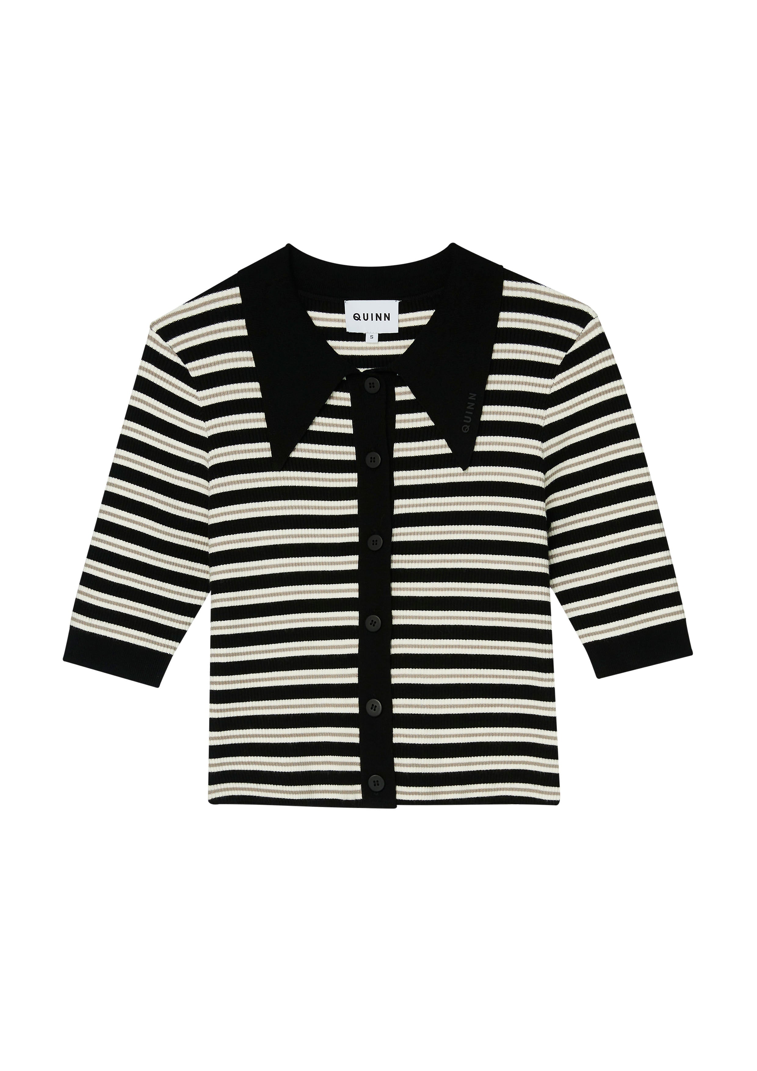 Stripe Knitted Button Top