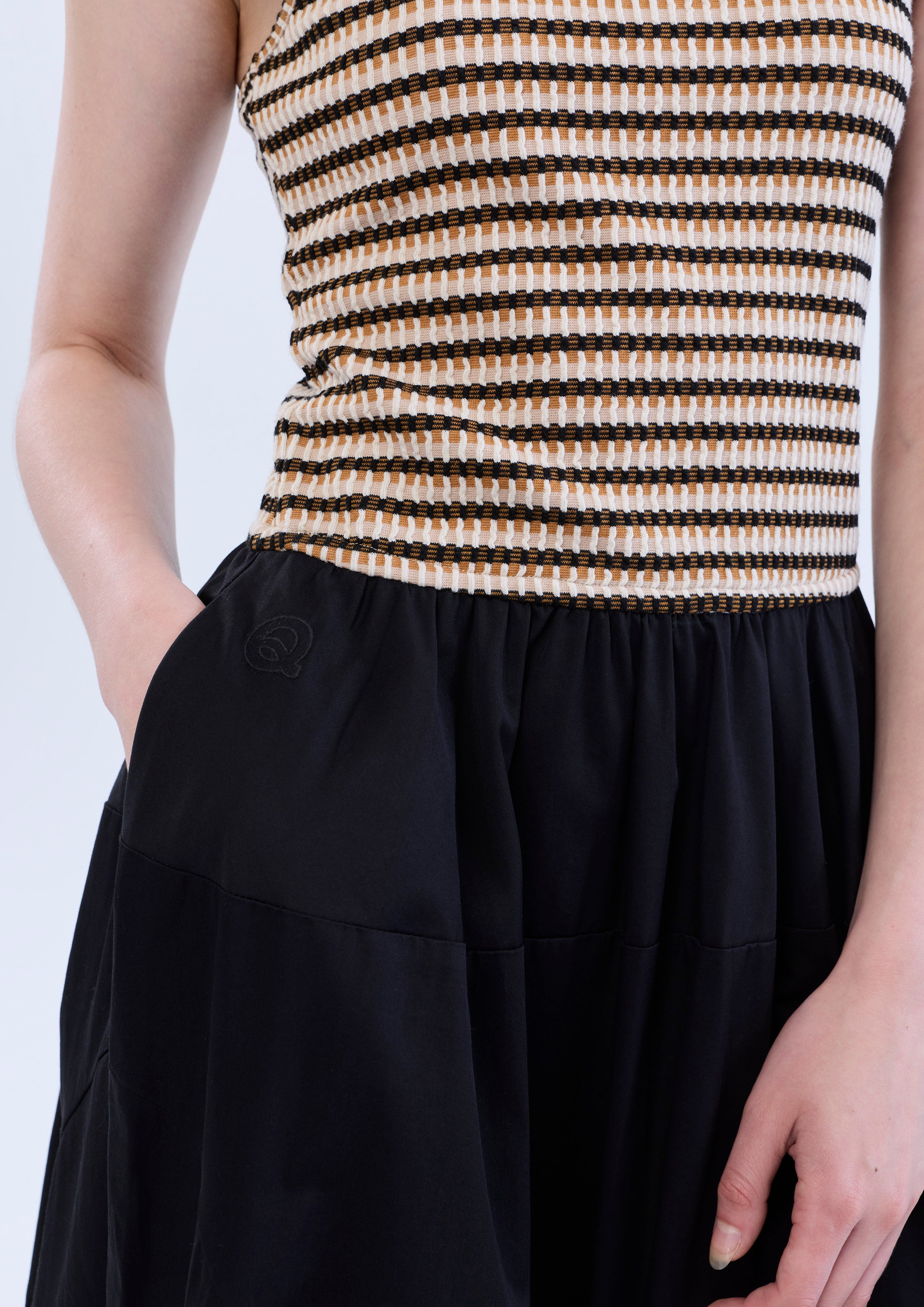 Stripe Tank Flare Skirt Maxi Dress