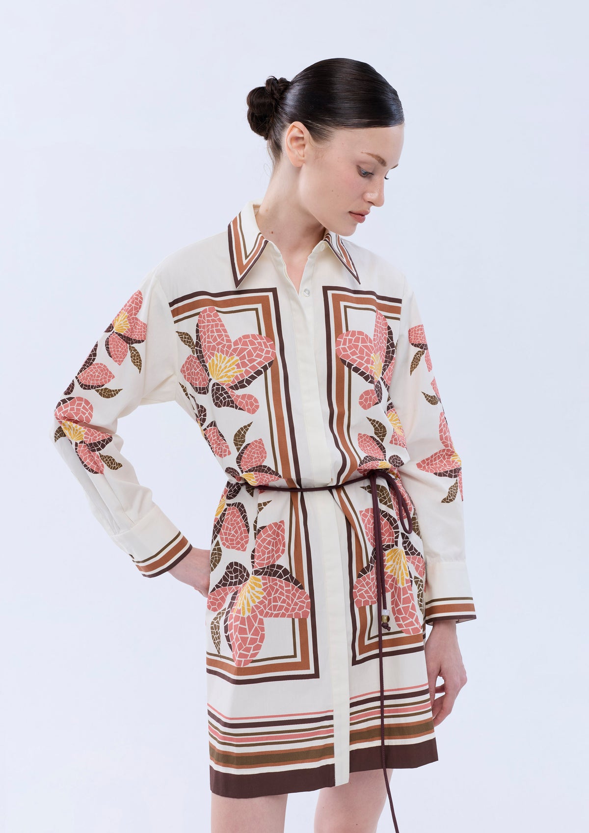 Print Long Sleeve Shirt Dress