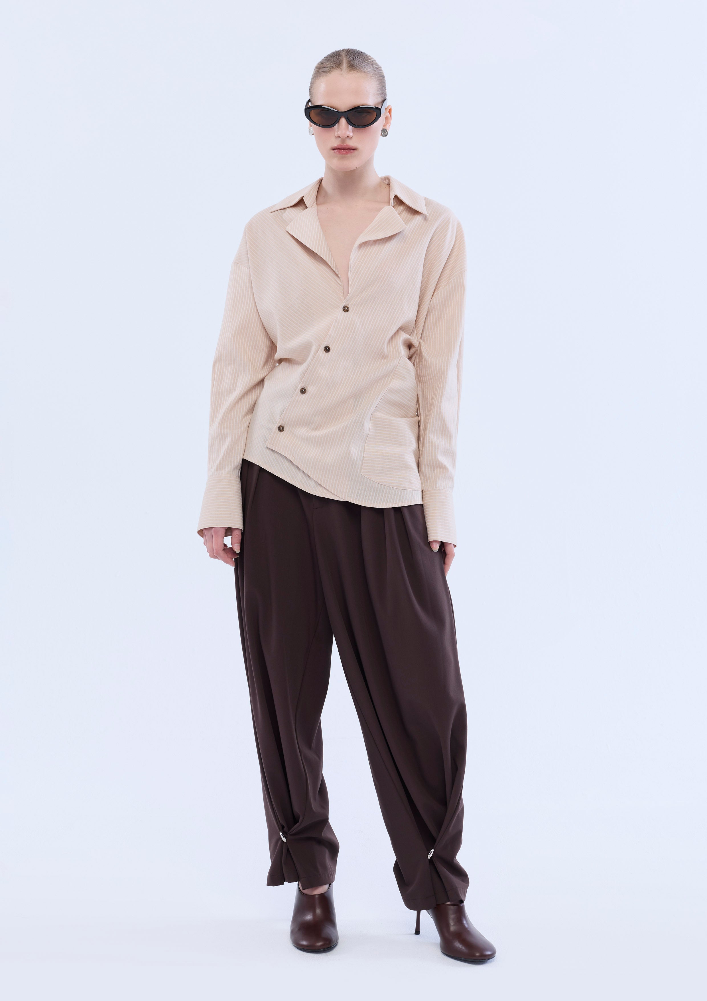 Stripe Asymmetrical Long Sleeve Shirt