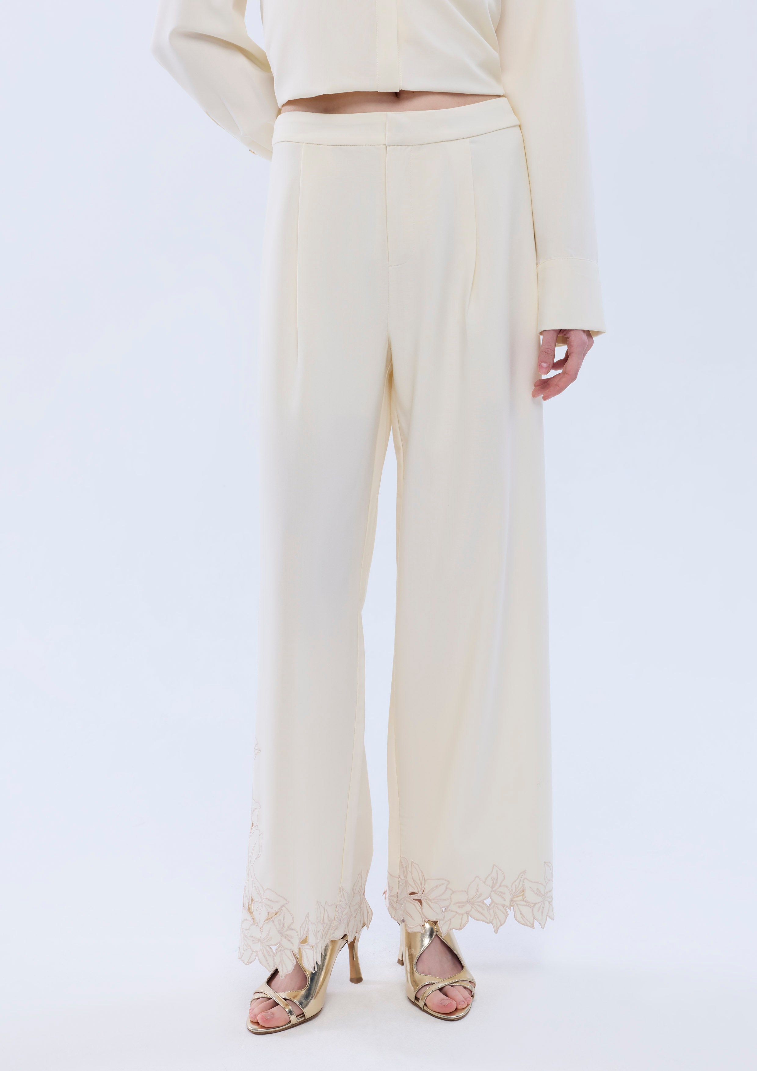 Lasercut Wide Leg Pants