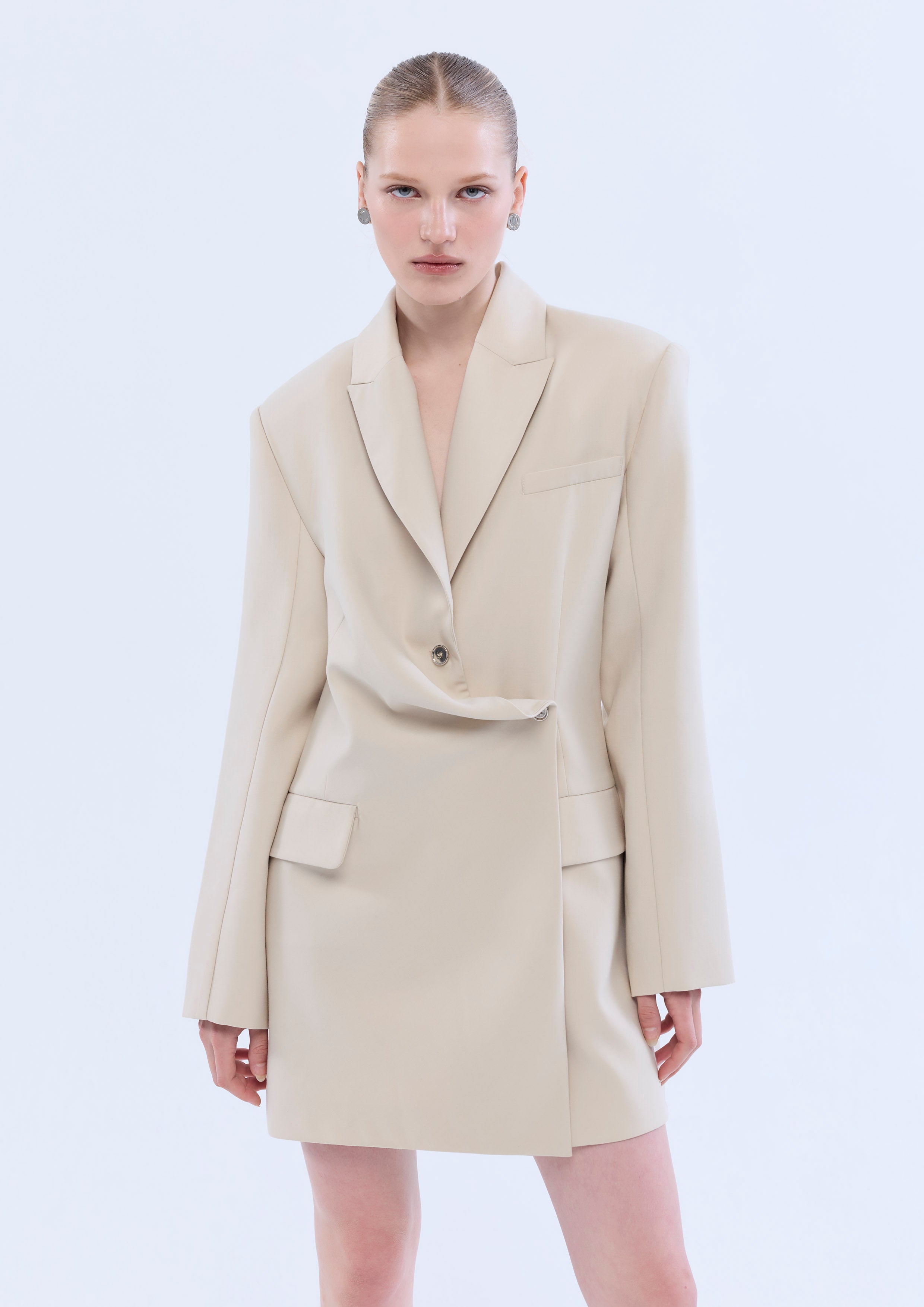 Front Drape Blazer Mini Dress