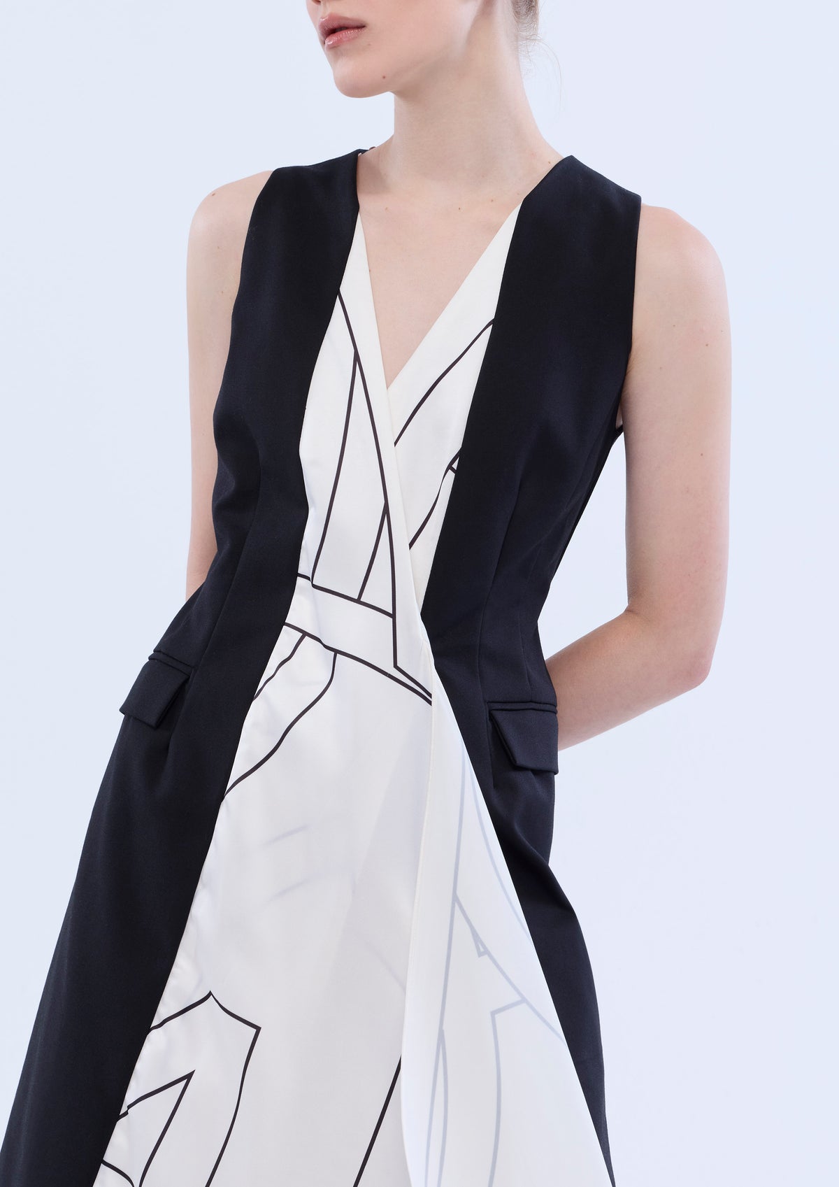 Two Tone Print Handkerchief Skirt Dress