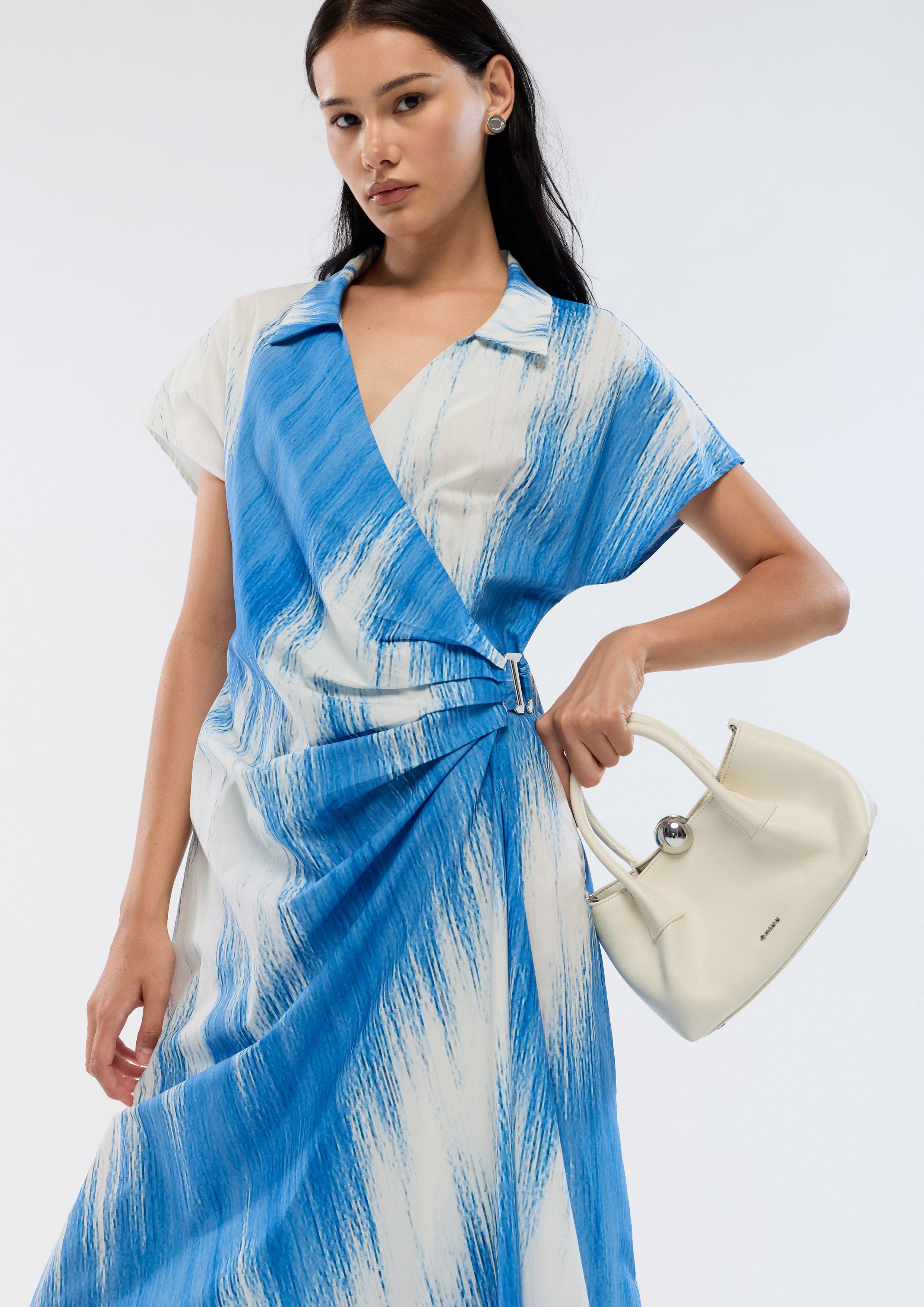 Print Wrap Midi Dress