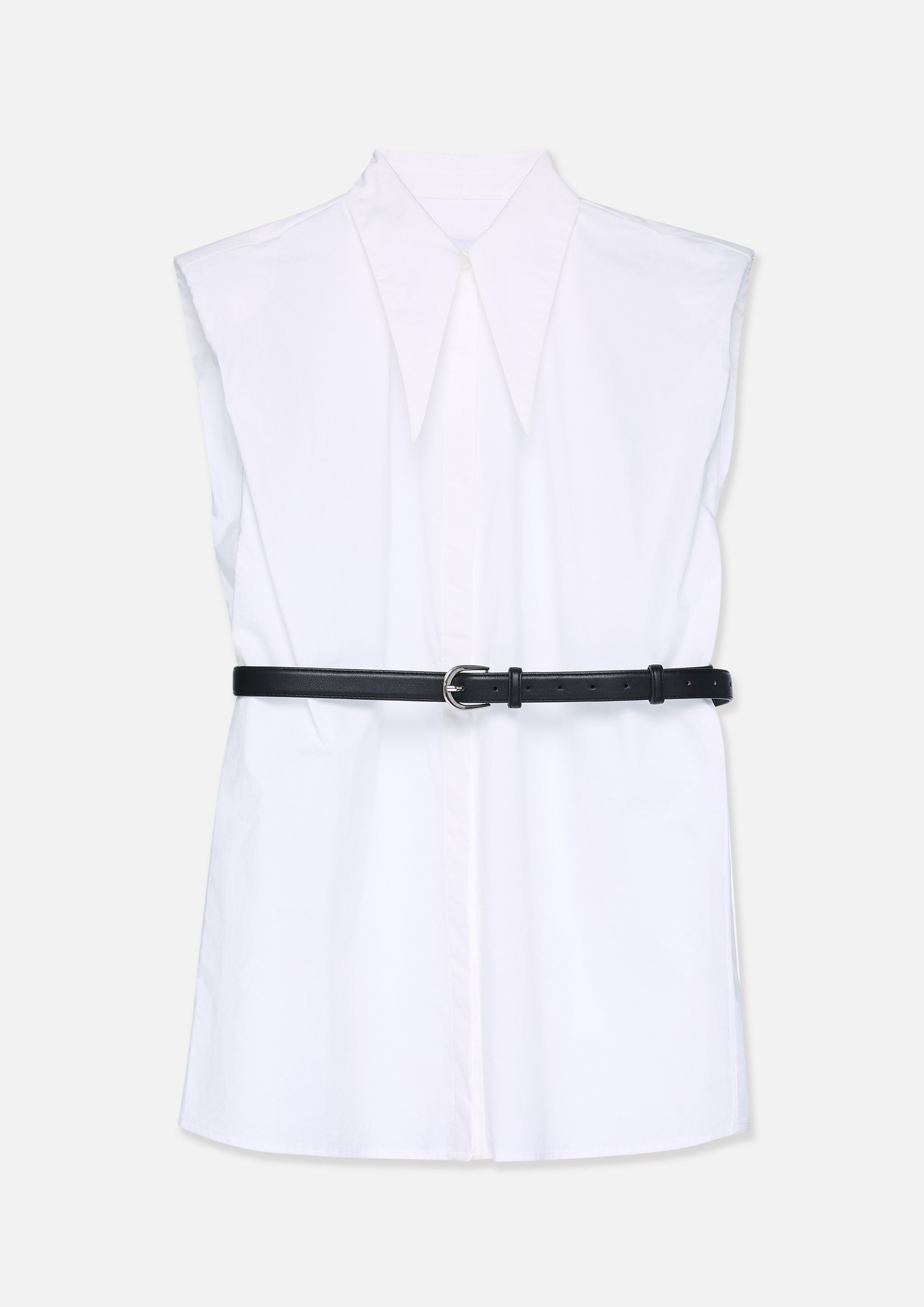 Point Collar Top With Belt