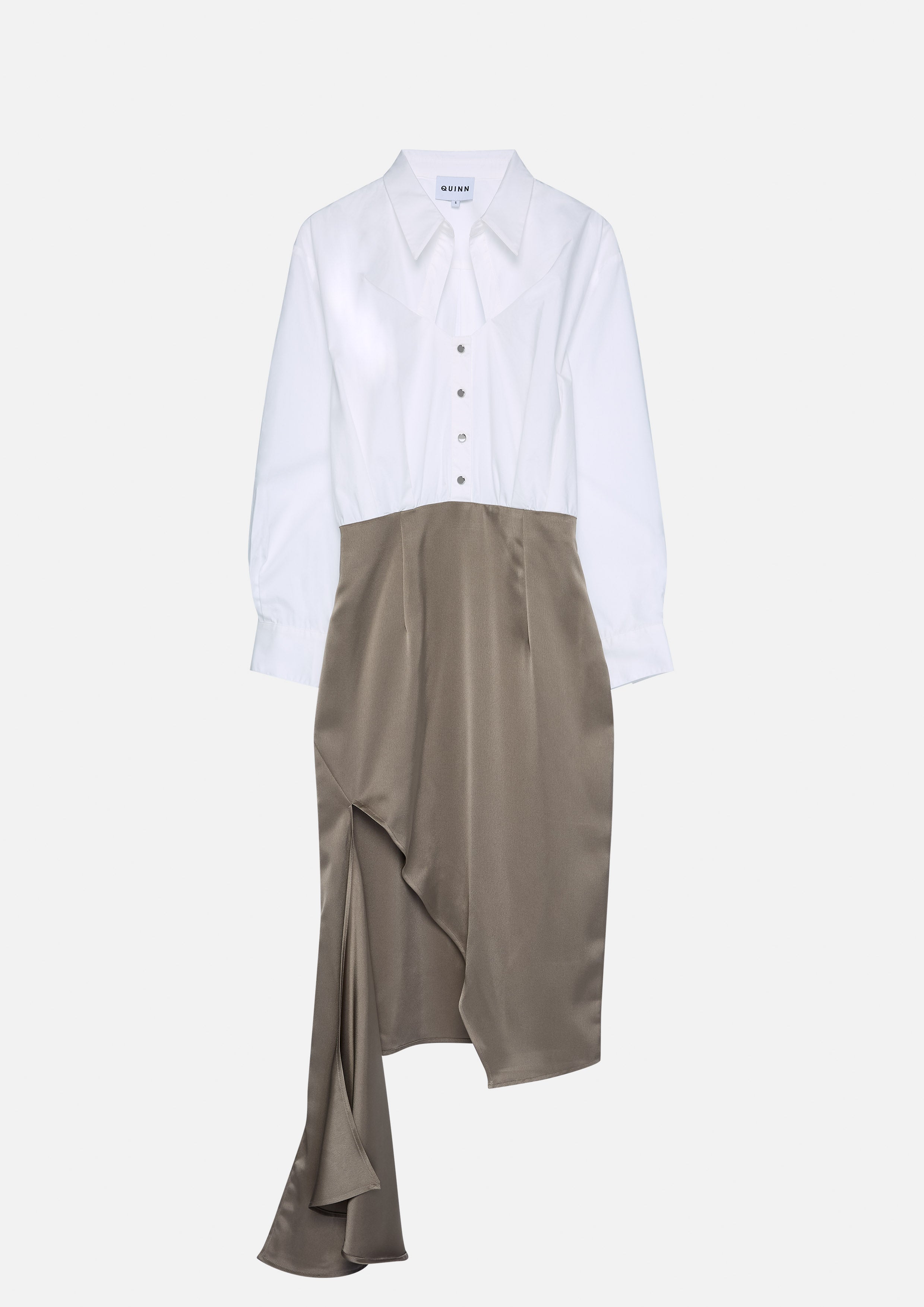 Asymmetric Satin Skirt Midi Dress