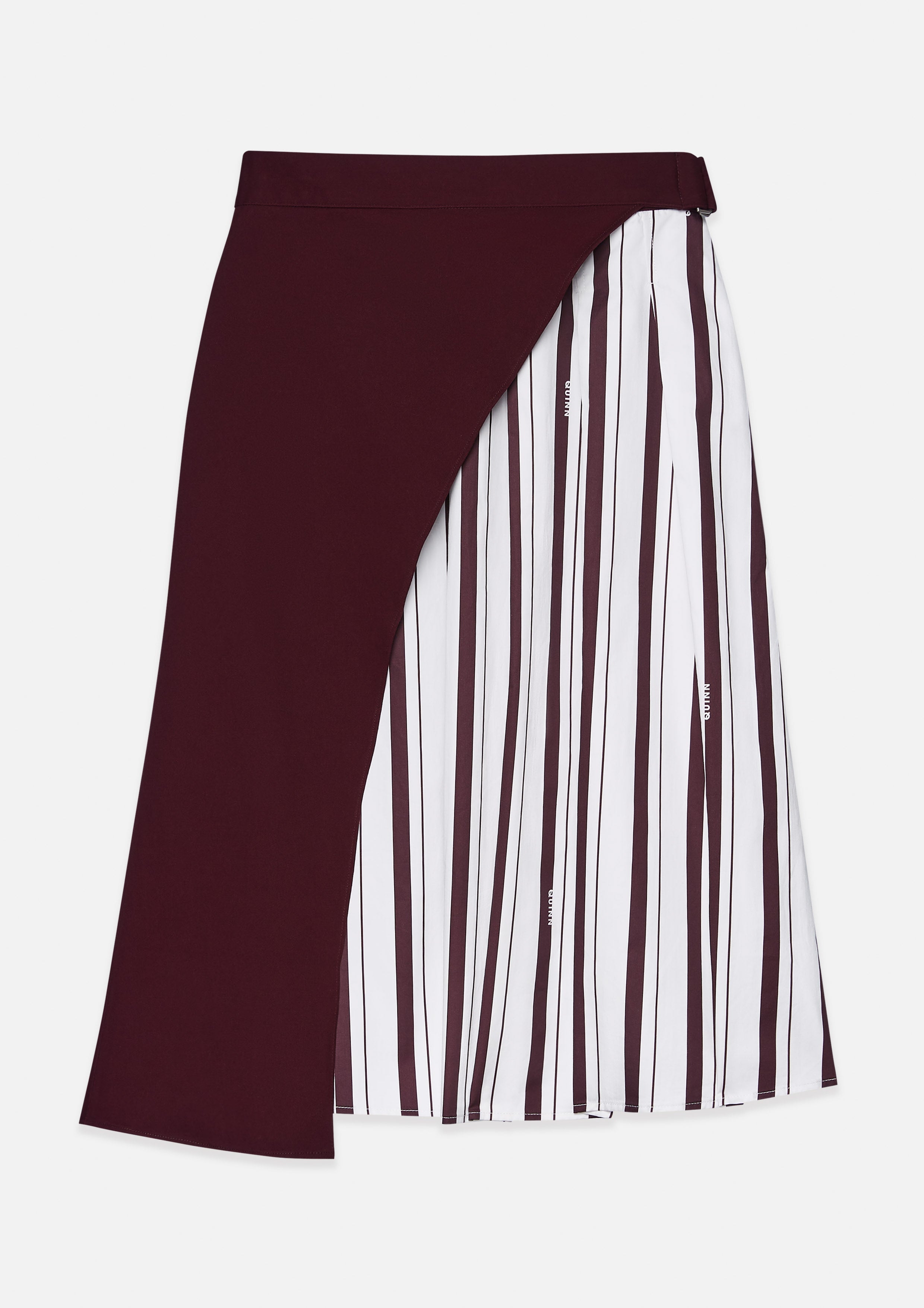 Stripe Layered Midi Skirt With Belt