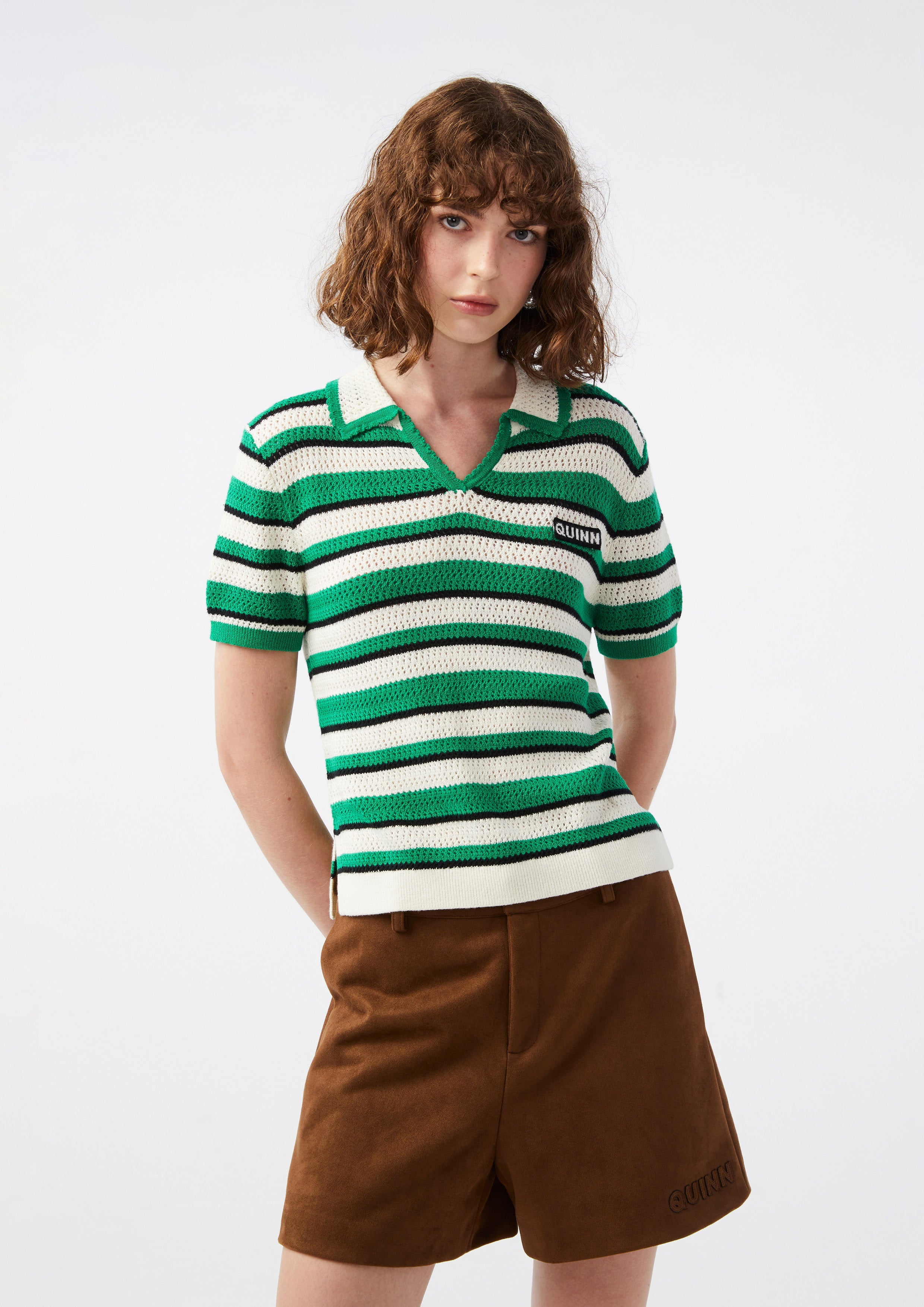 เสื้อโครเชต์แขนสั้นลายทาง