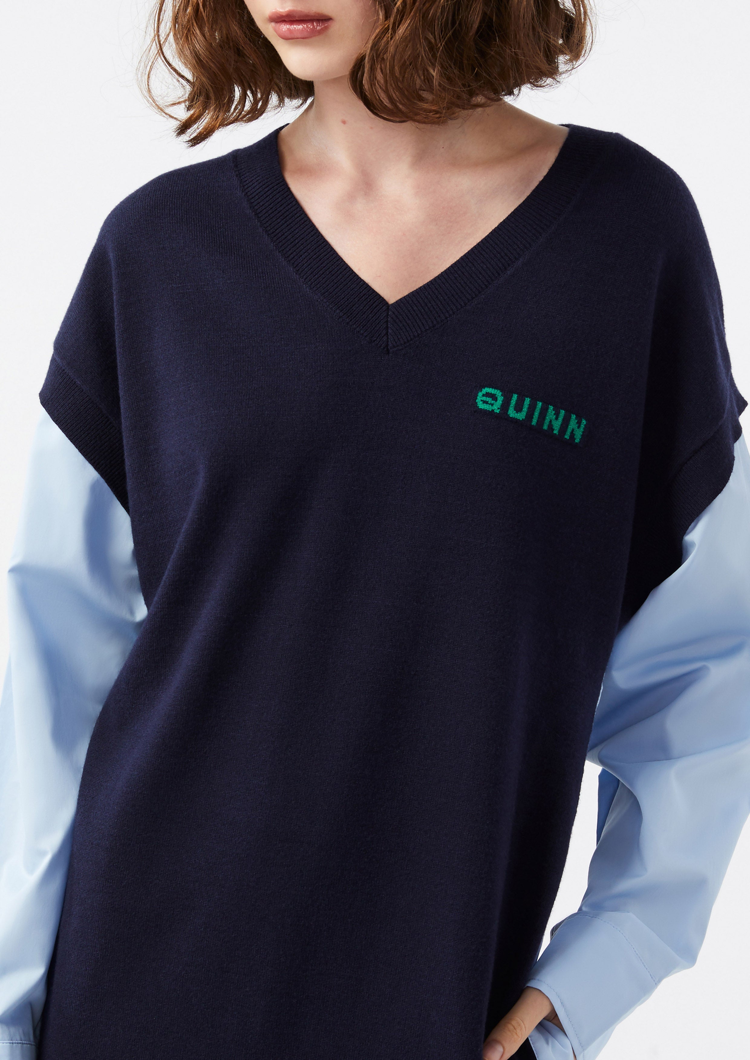 Logo Layered Long Sleeve Dress