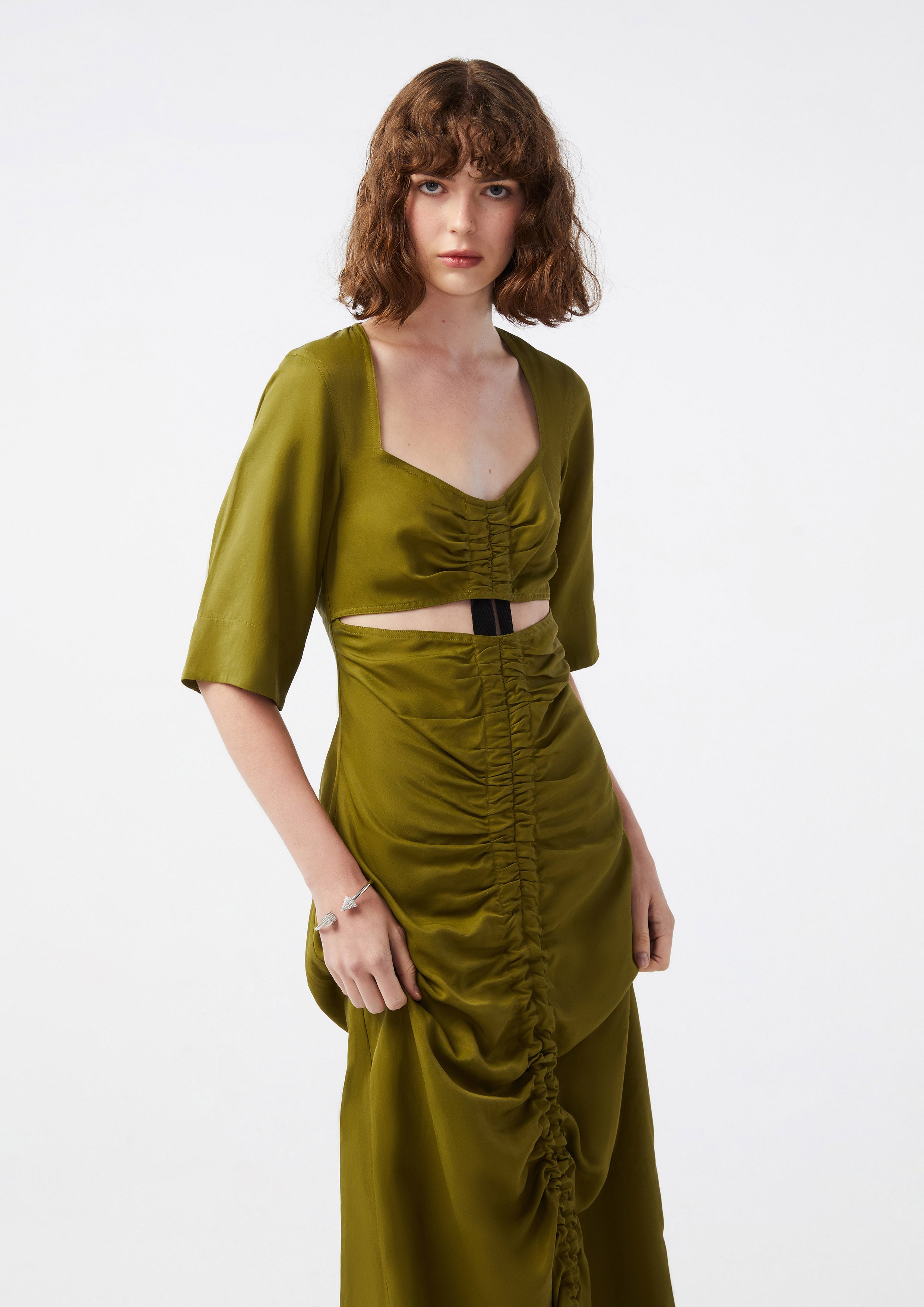 Cut-Out With Front Ruched Dress