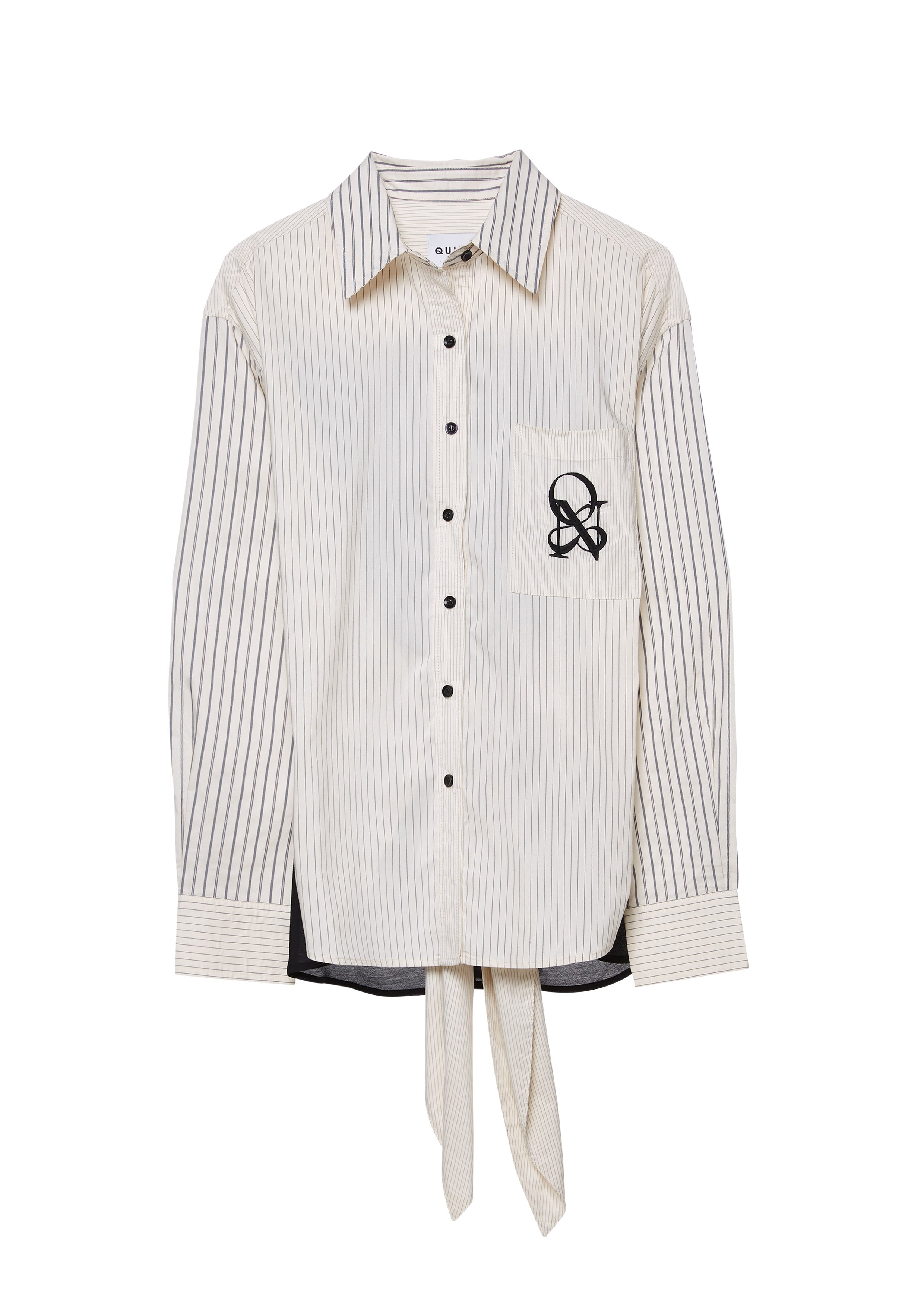 เสื้อเชิ้ตลายทางพร้อมเชือกผูกด้านหลัง