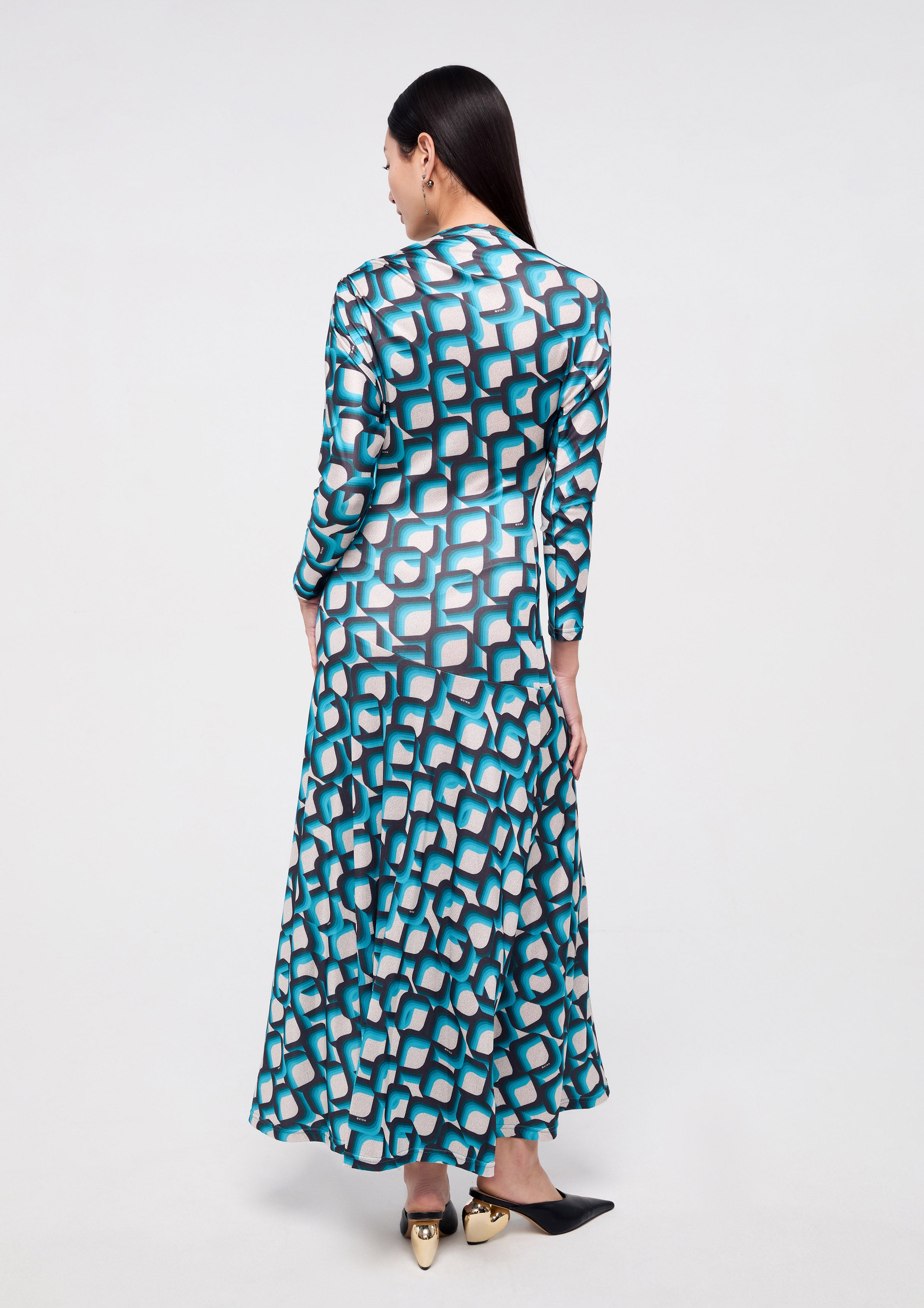 Print Long Sleeve Dress