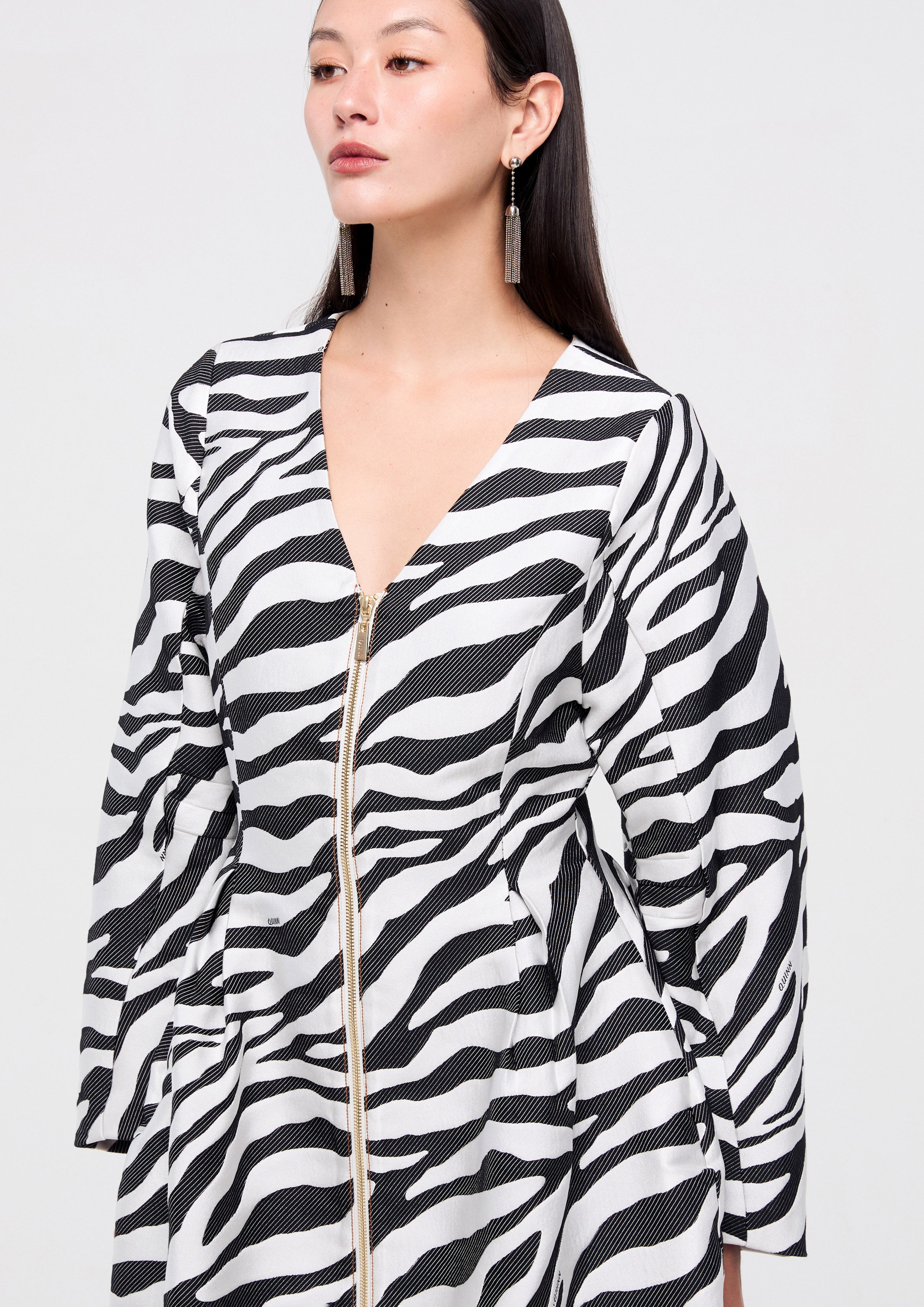 Zebra Print Zip Up Dress