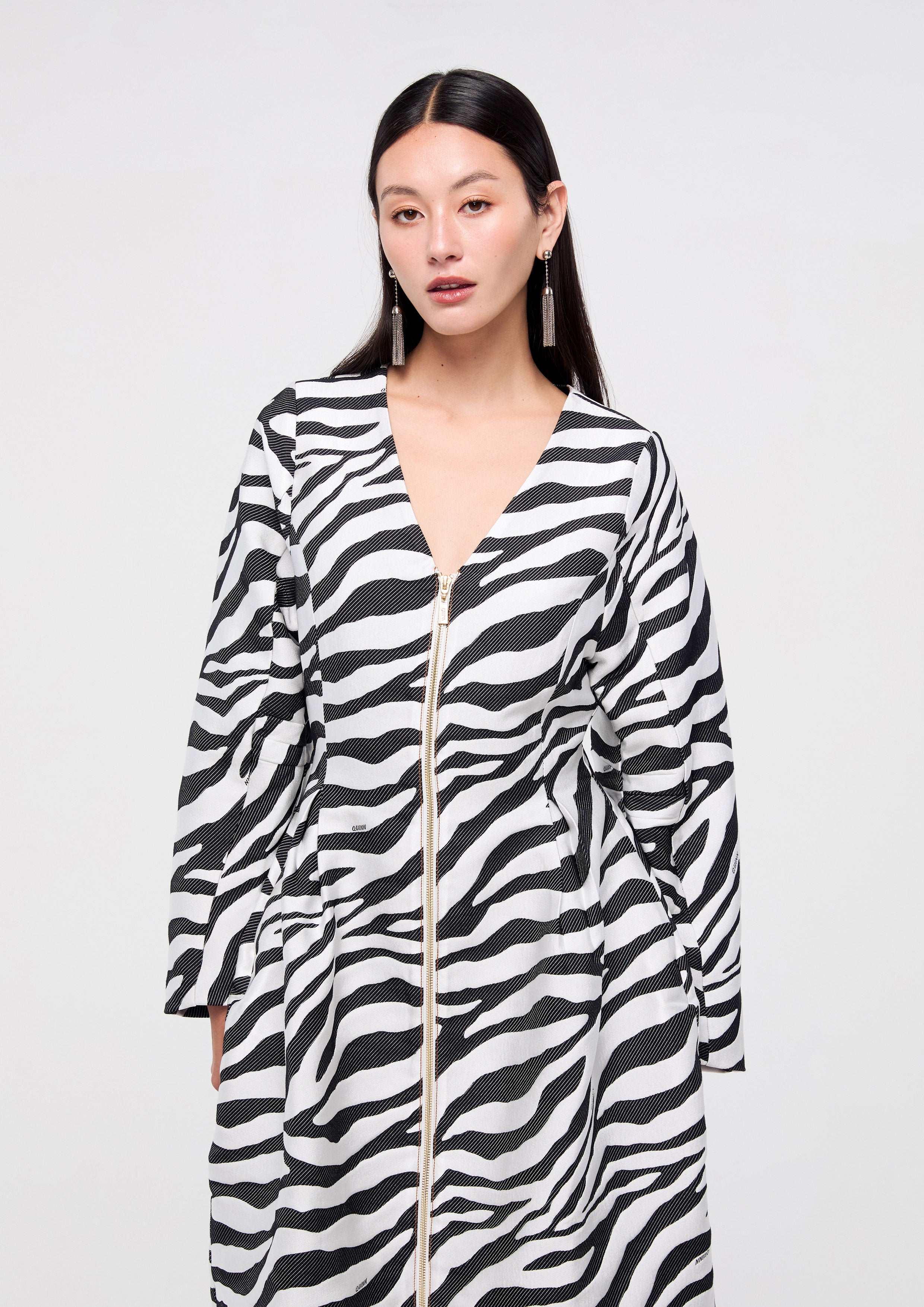 Zebra Print Zip Up Dress