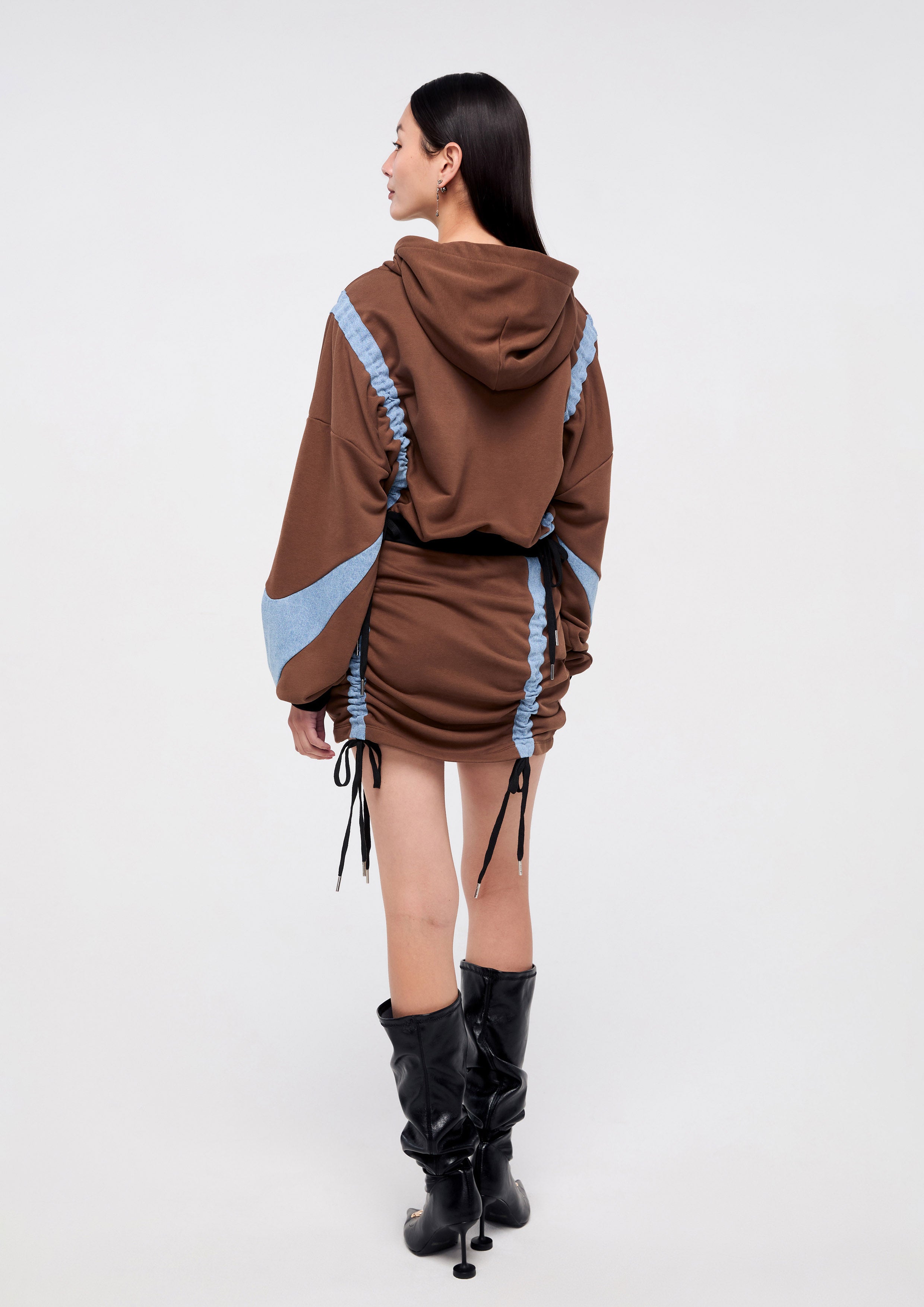 Hoodie Mini Dress With Front Drawstring