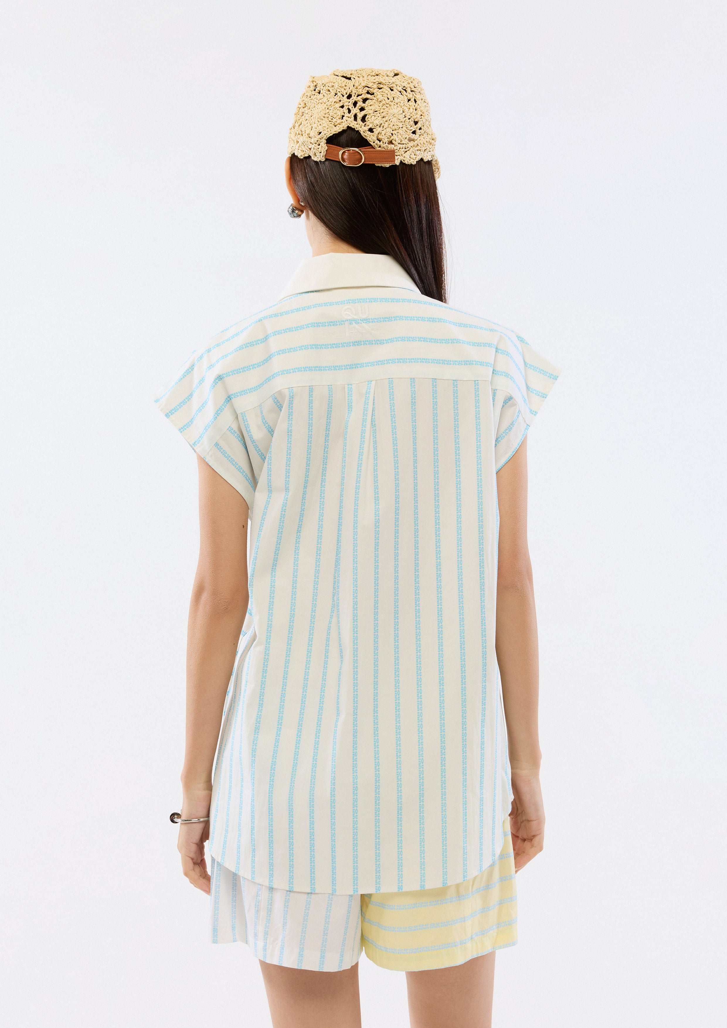 Stripe Wrap Sleeveless Shirt