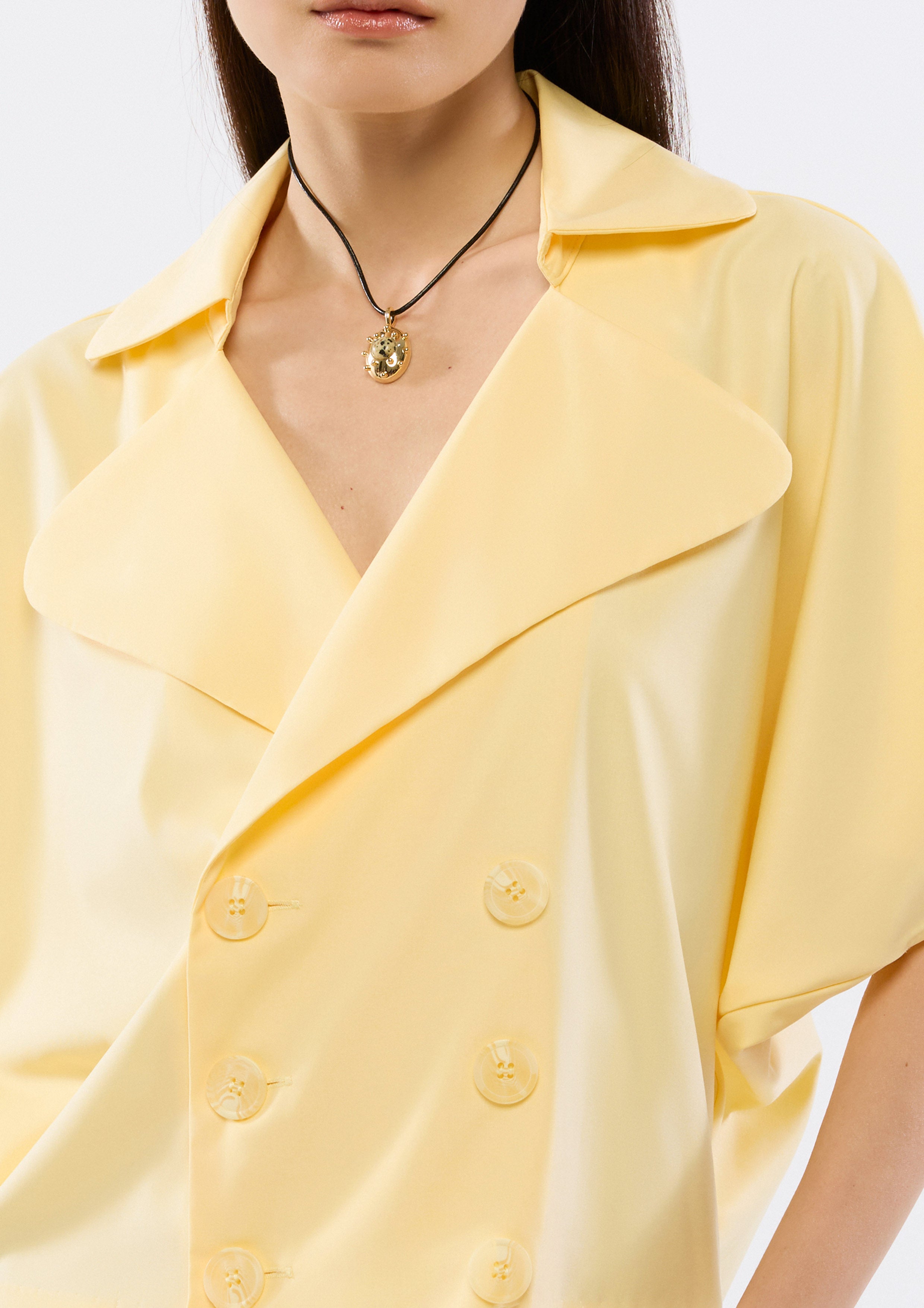 Double Breast Short Sleeve Blouse