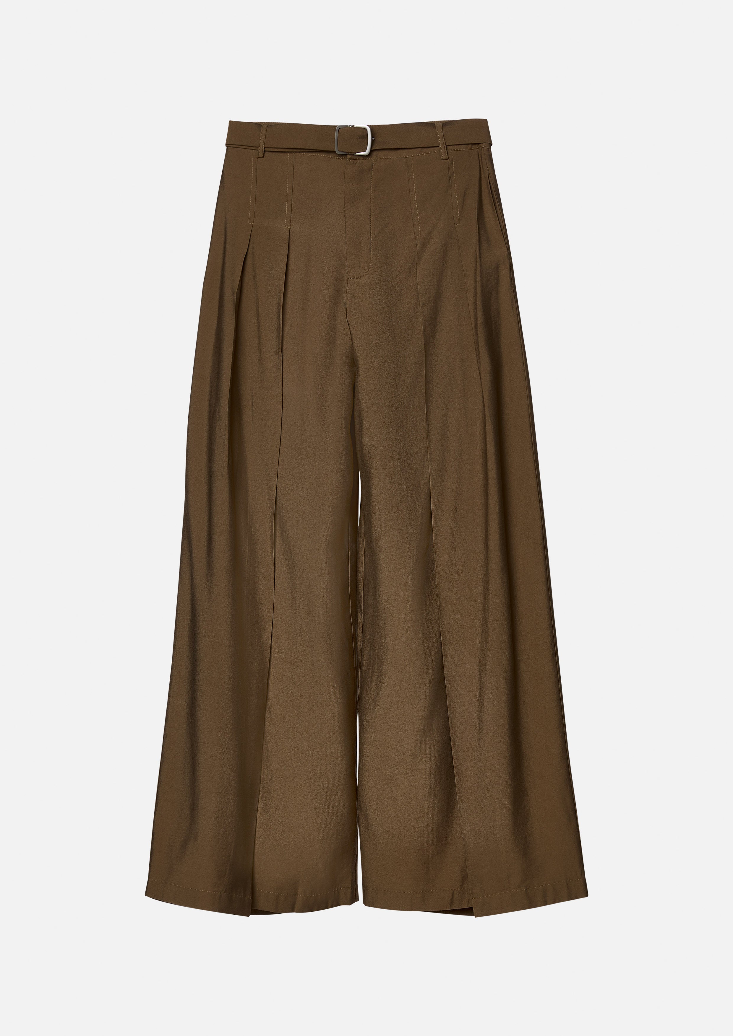 Pleated Wide Leg Pants With Belt