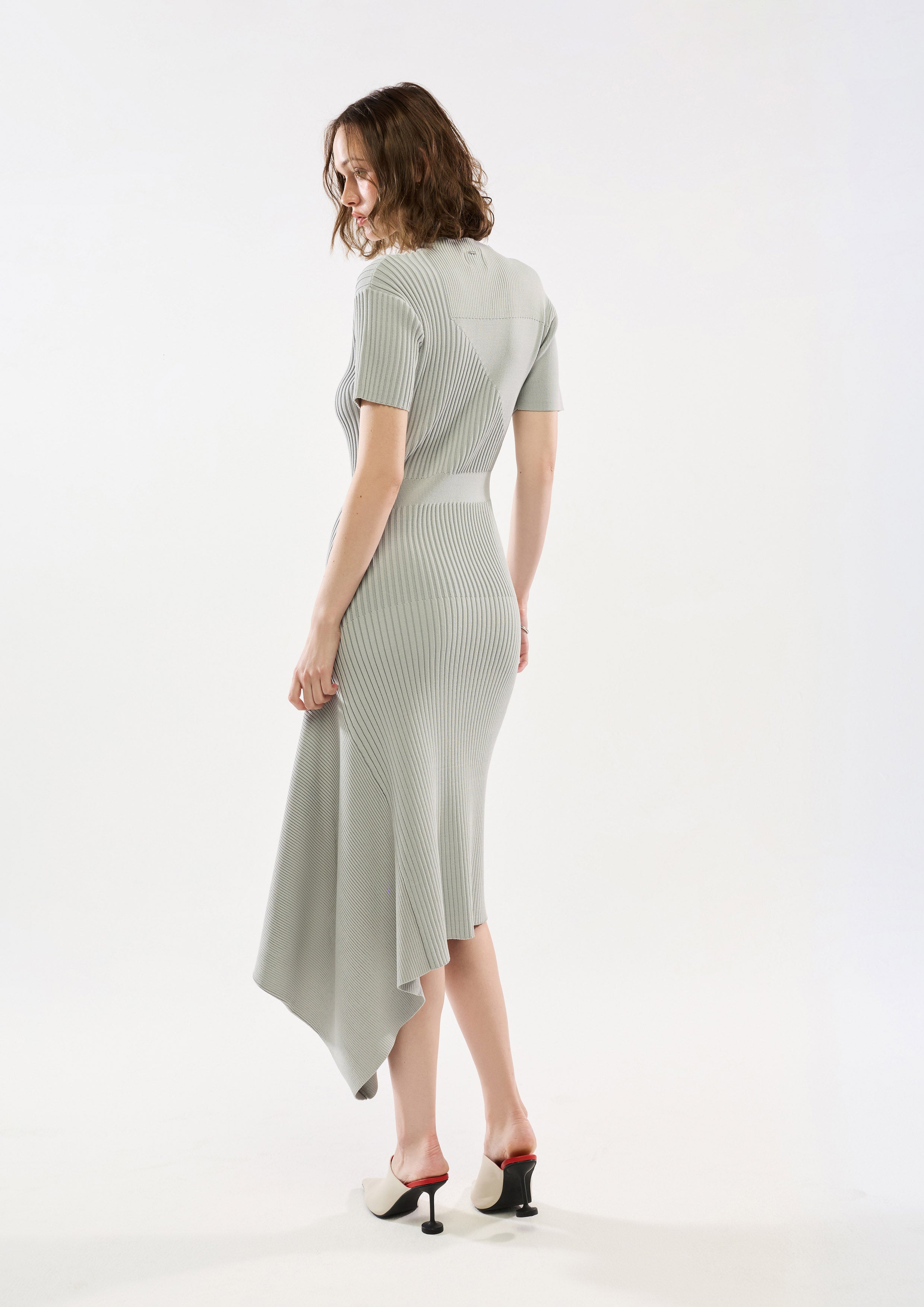 Asymmetric Skirt Cut-Out Shoulder Midi Dress