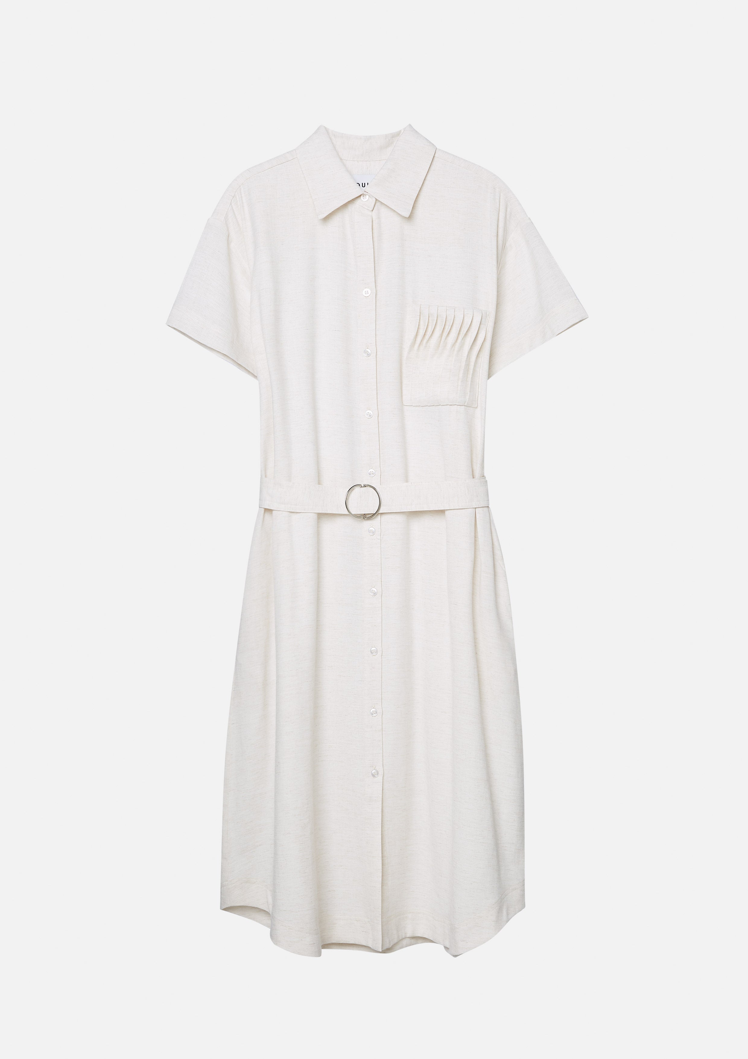 Pleated Pocket Midi Dress With Belt