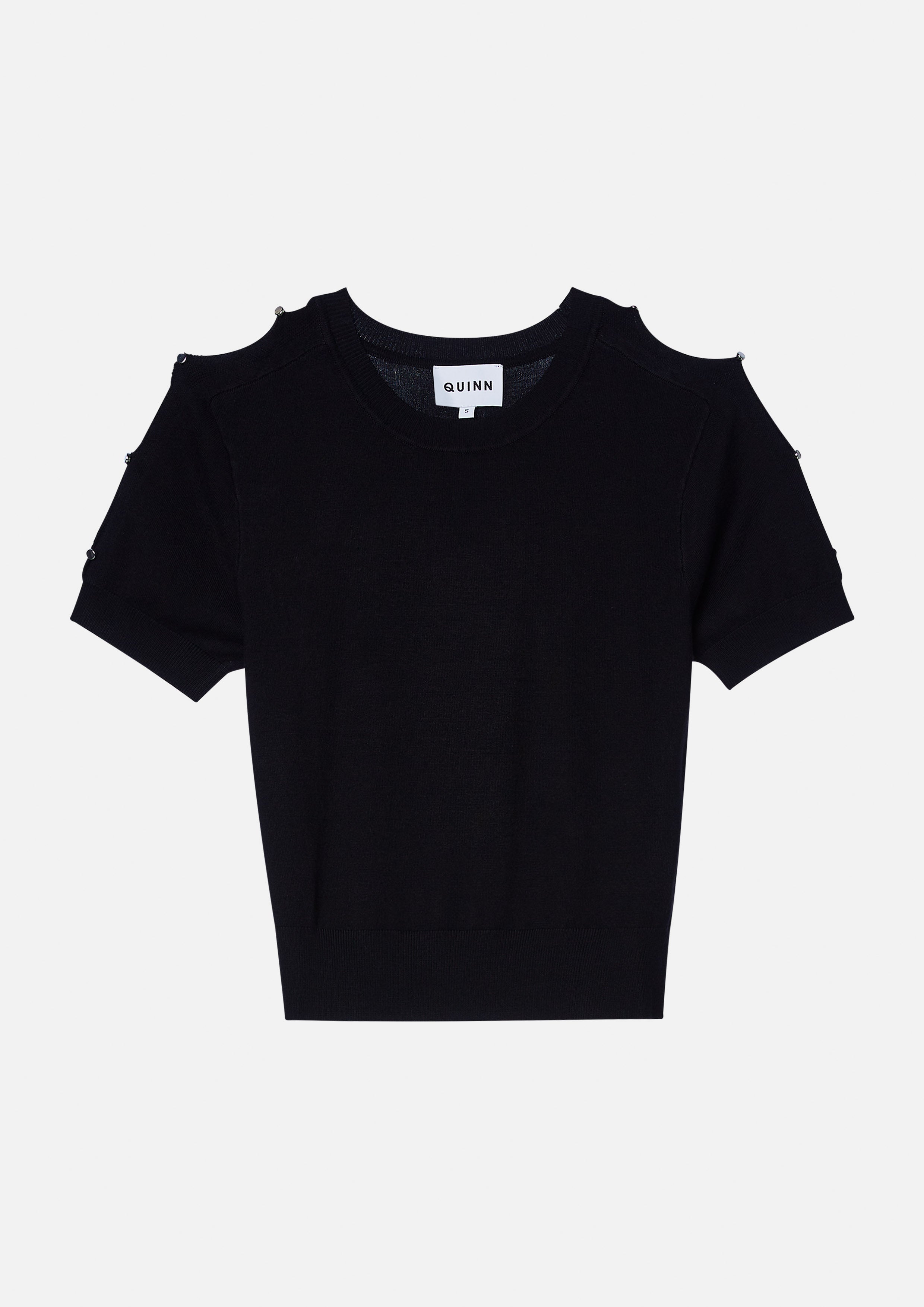 Cut-Out Sleeve Crop Knitted Top