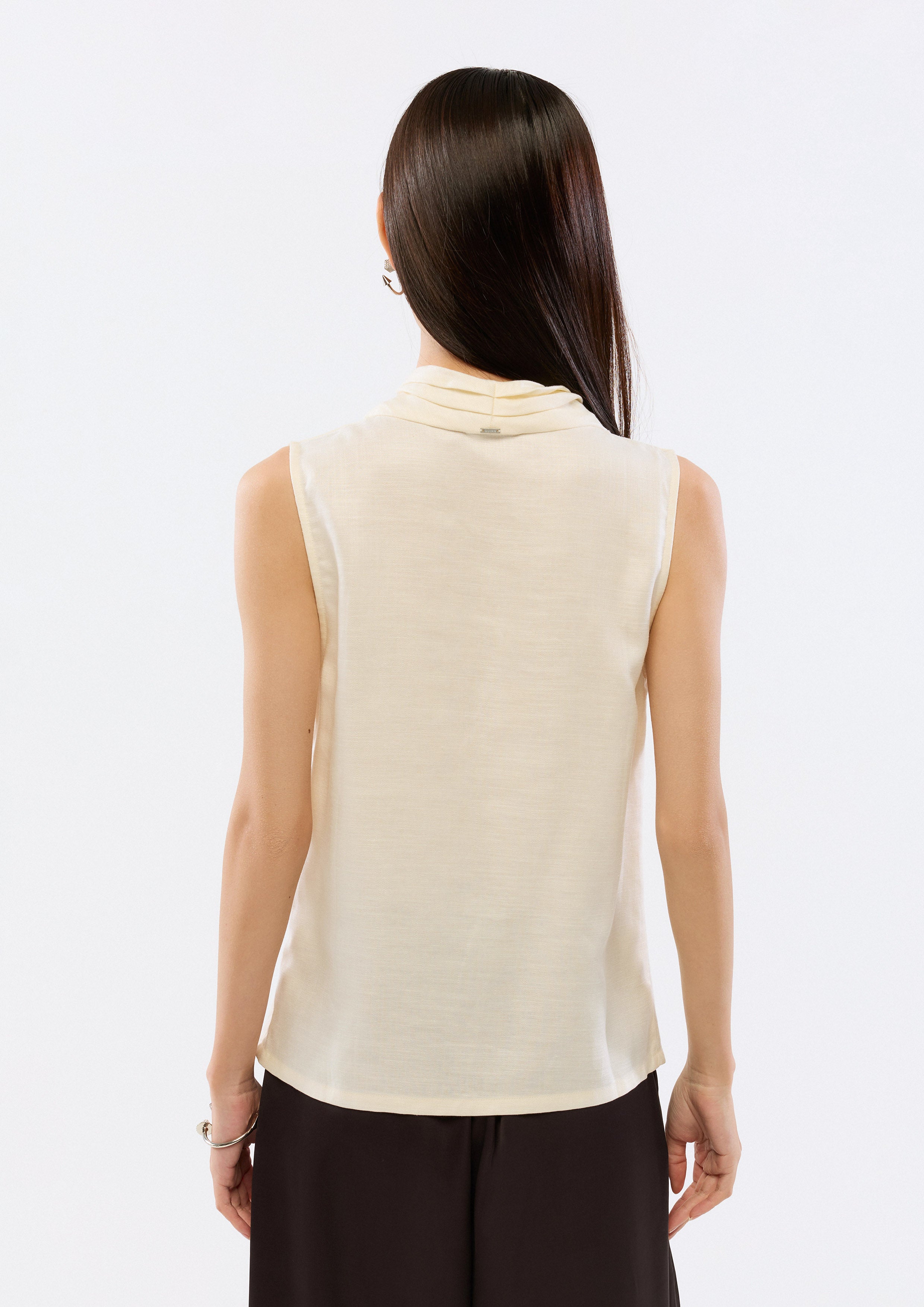 Satin Drape Collar Blouse