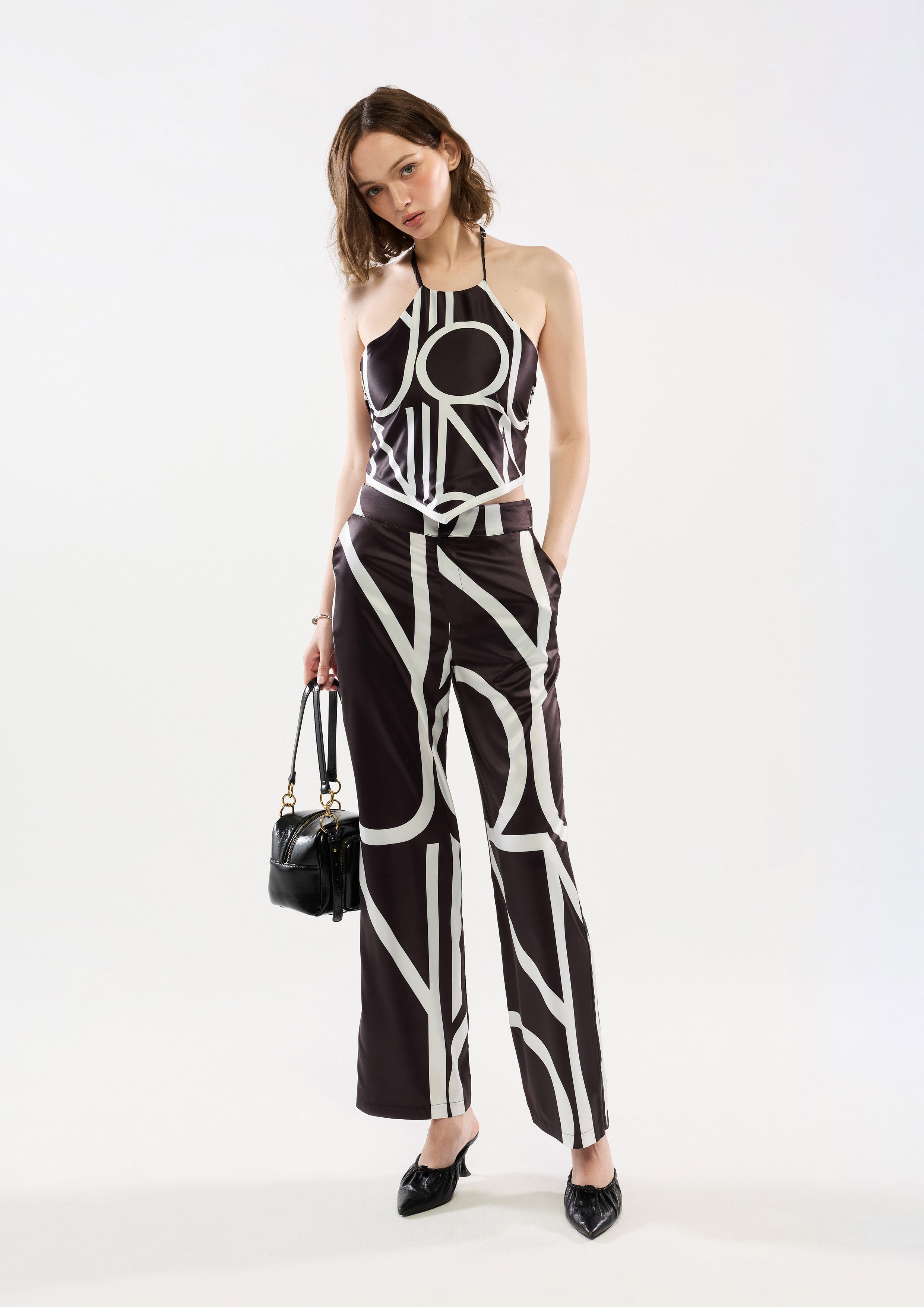 Monogram Print Halter Top