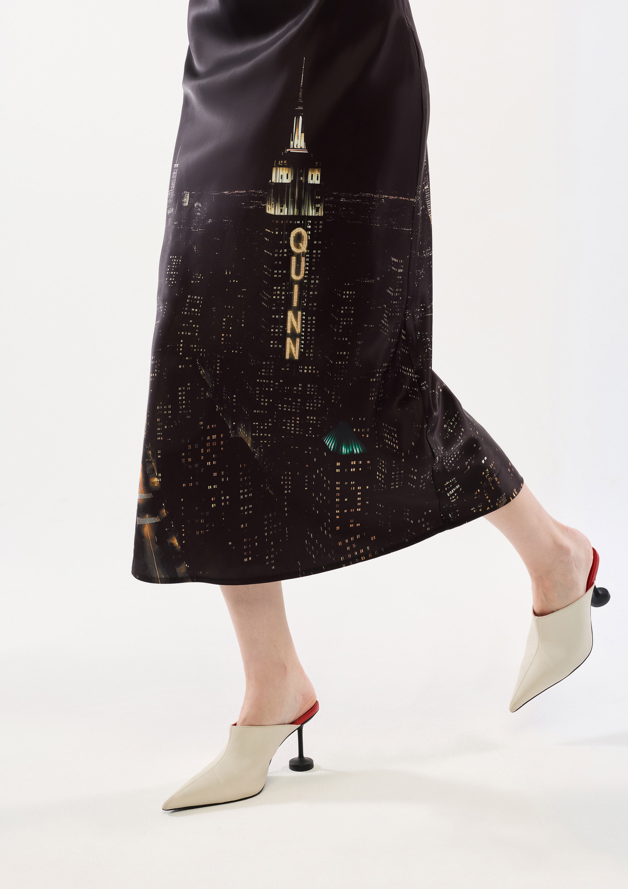 Print Satin Halter Midi Dress