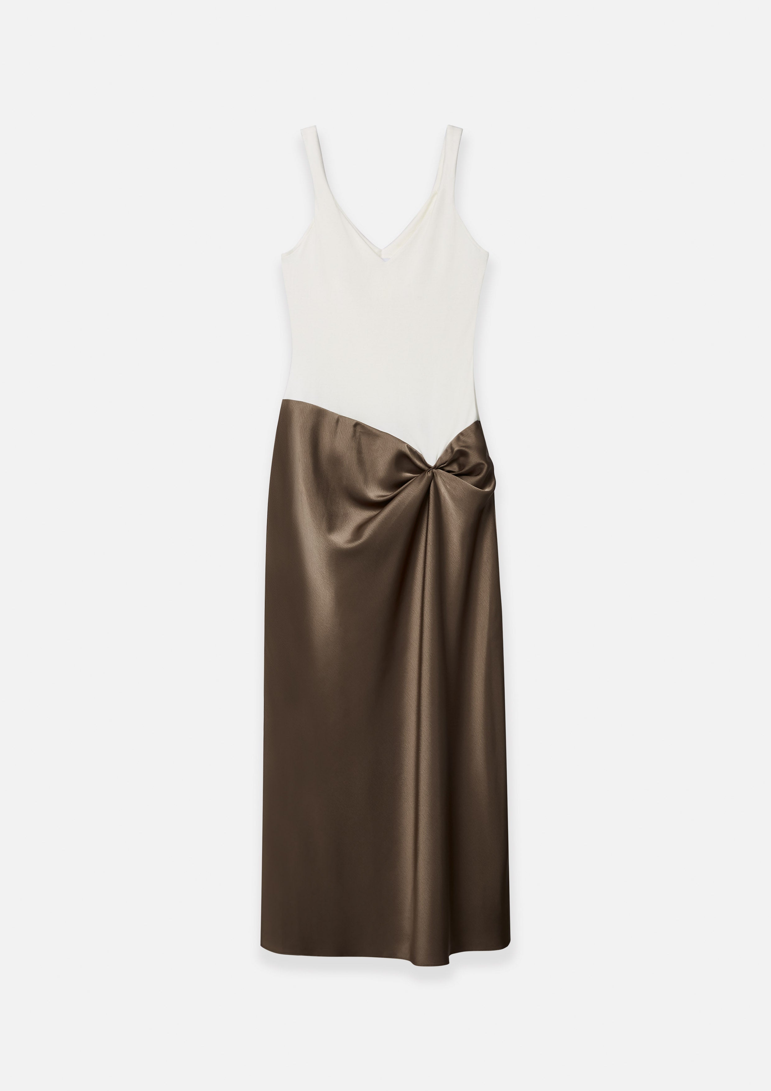 Satin Drape Skirt Midi Dress