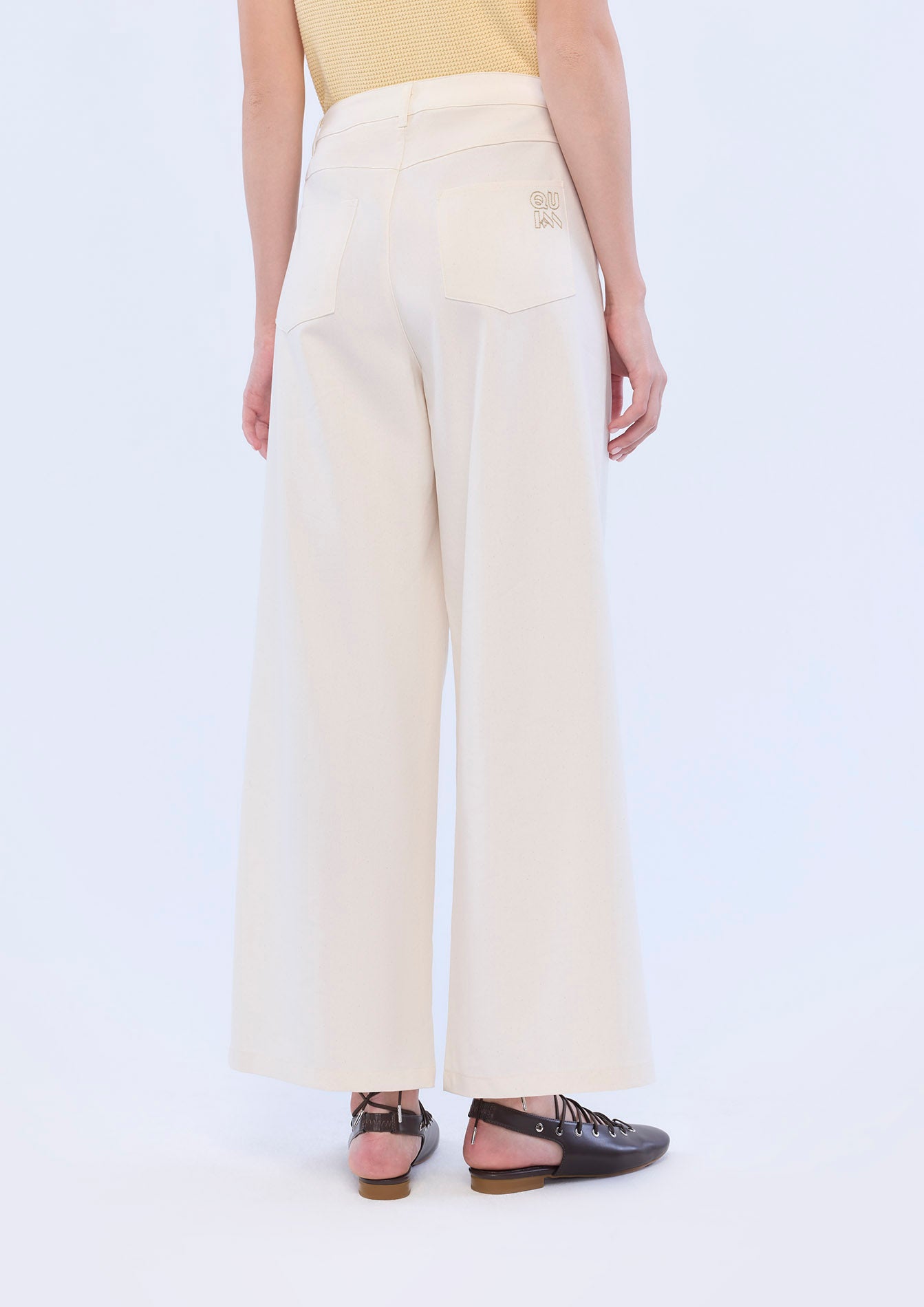 กางเกงขายาวเอวสูงแต่งพลีทหน้า