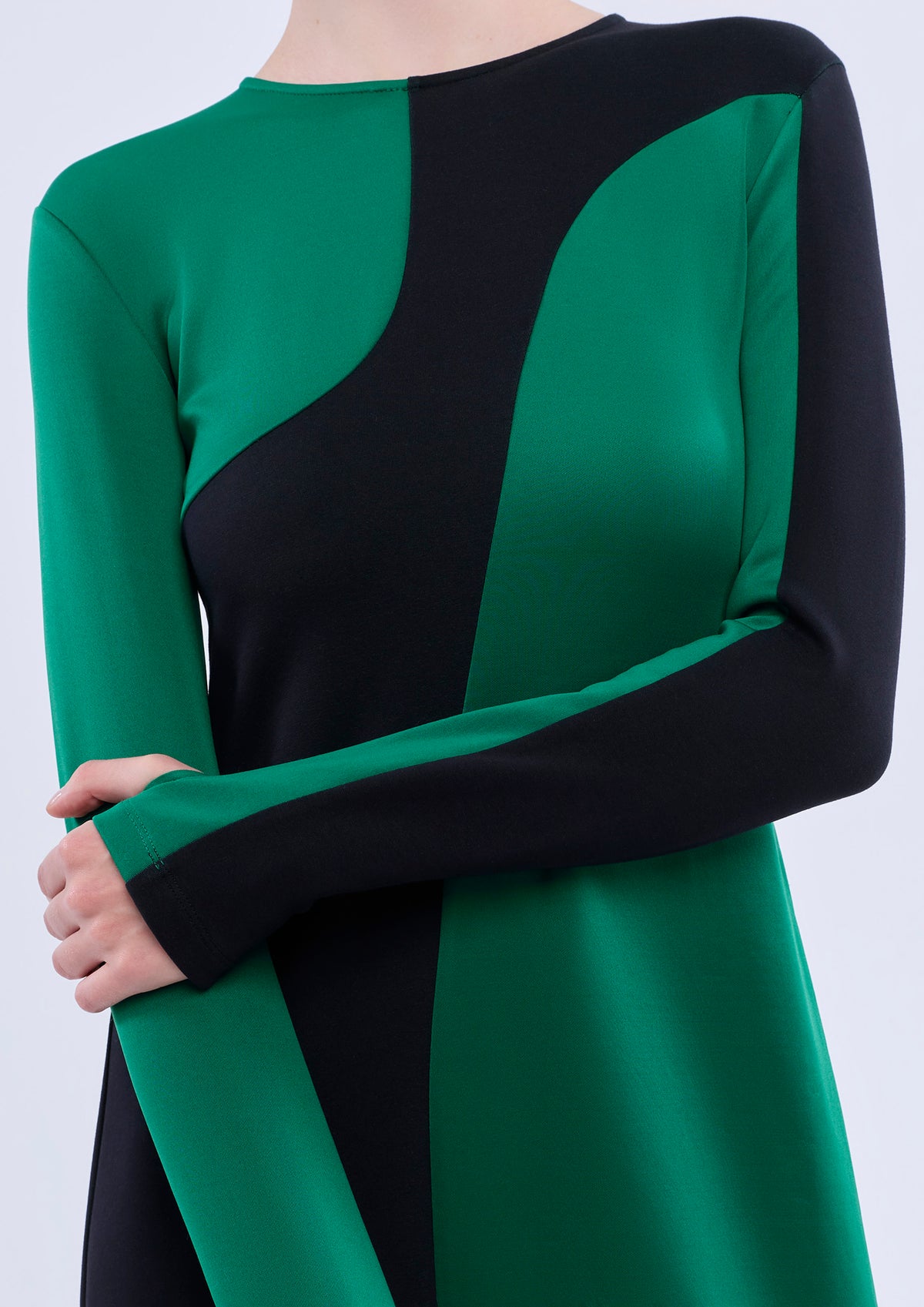 Colorblock Long Sleeve Midi Dress