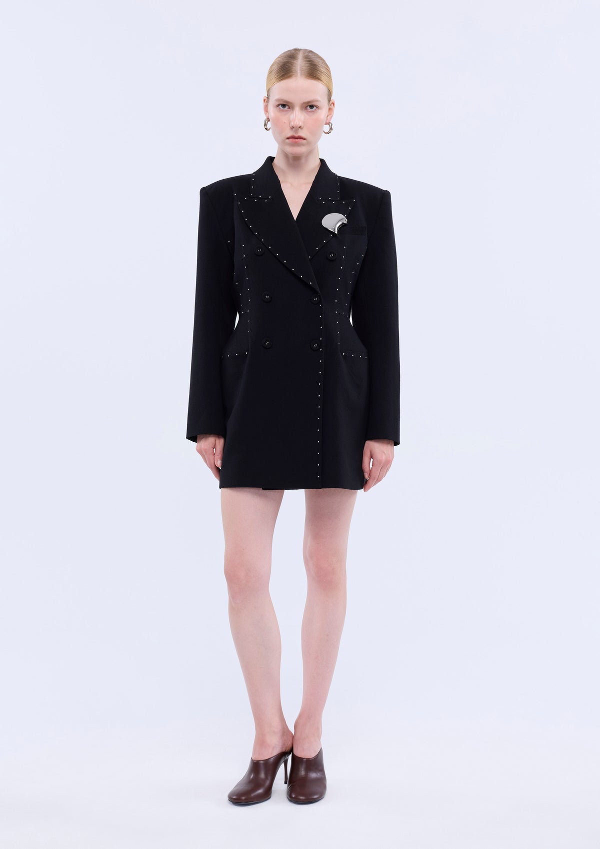 Studded Cinched Waist Jacket Mini Dress