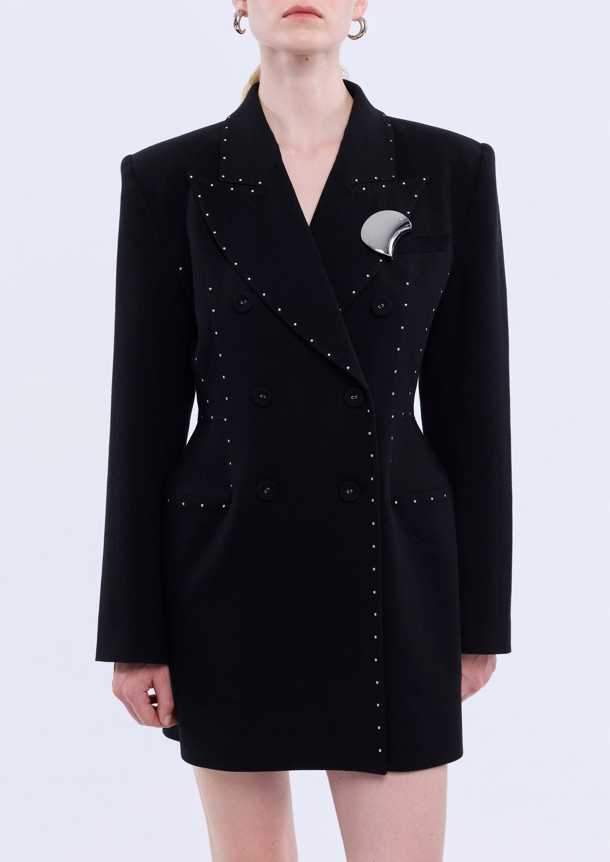 Studded Cinched Waist Jacket Mini Dress