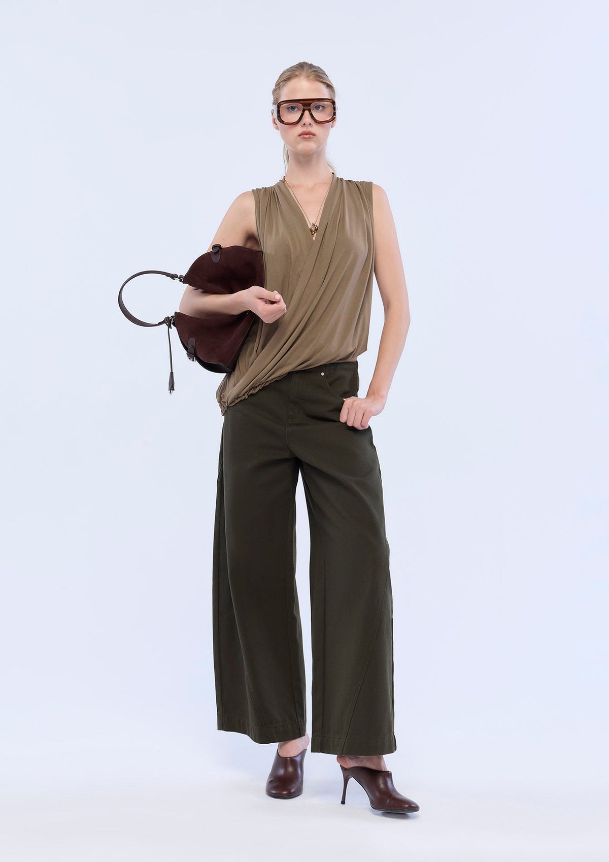 Drape Cross Long Sleeve Top